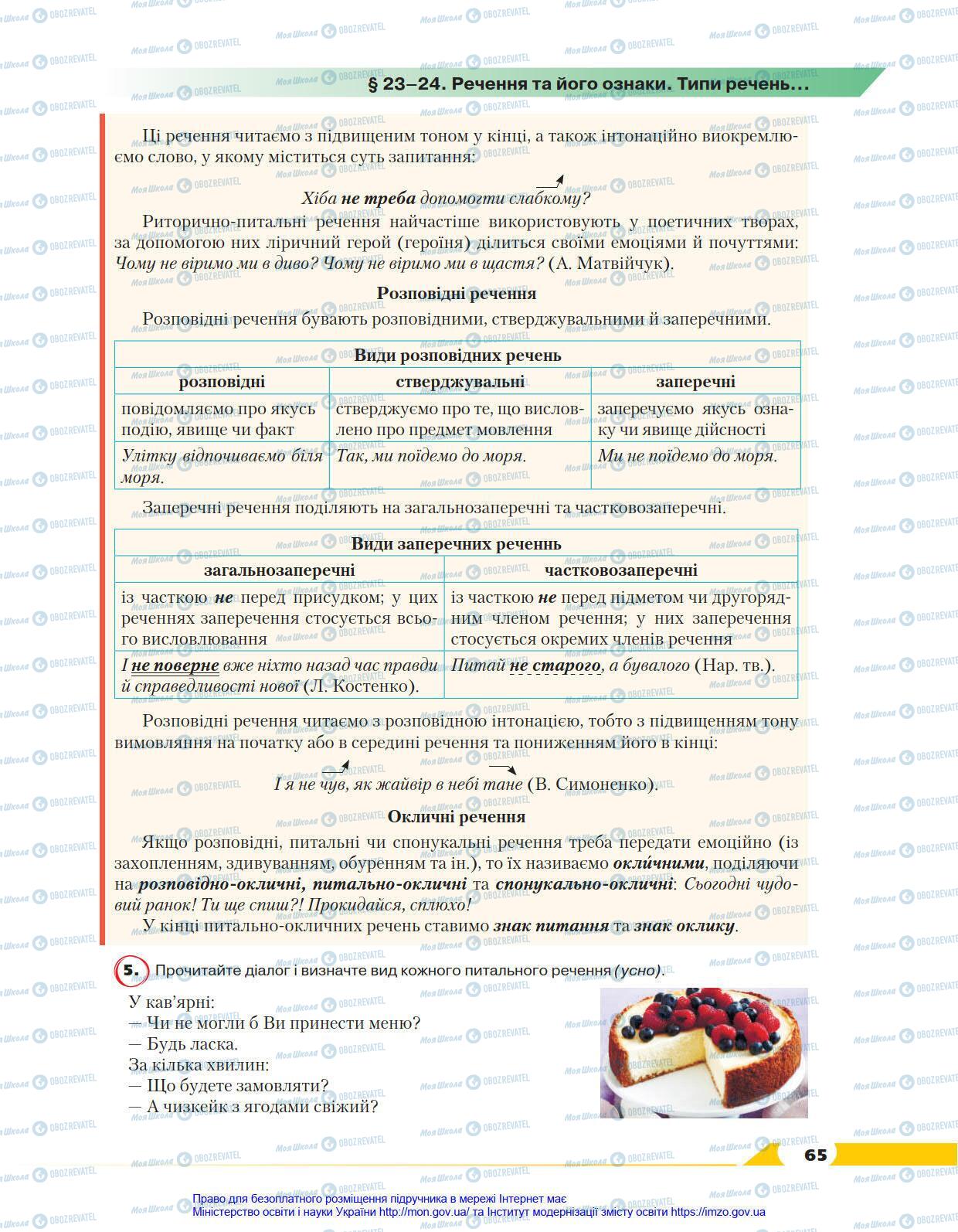 Учебники Укр мова 8 класс страница 65