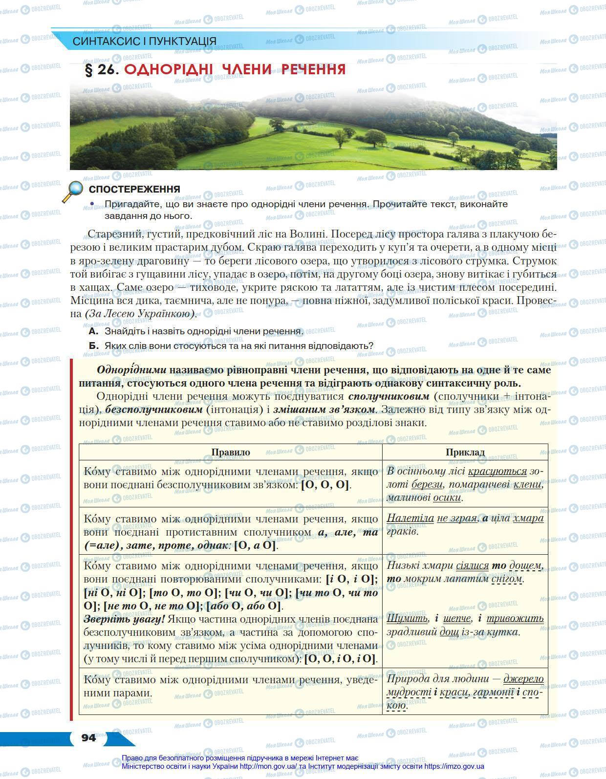 Підручники Українська мова 8 клас сторінка 94