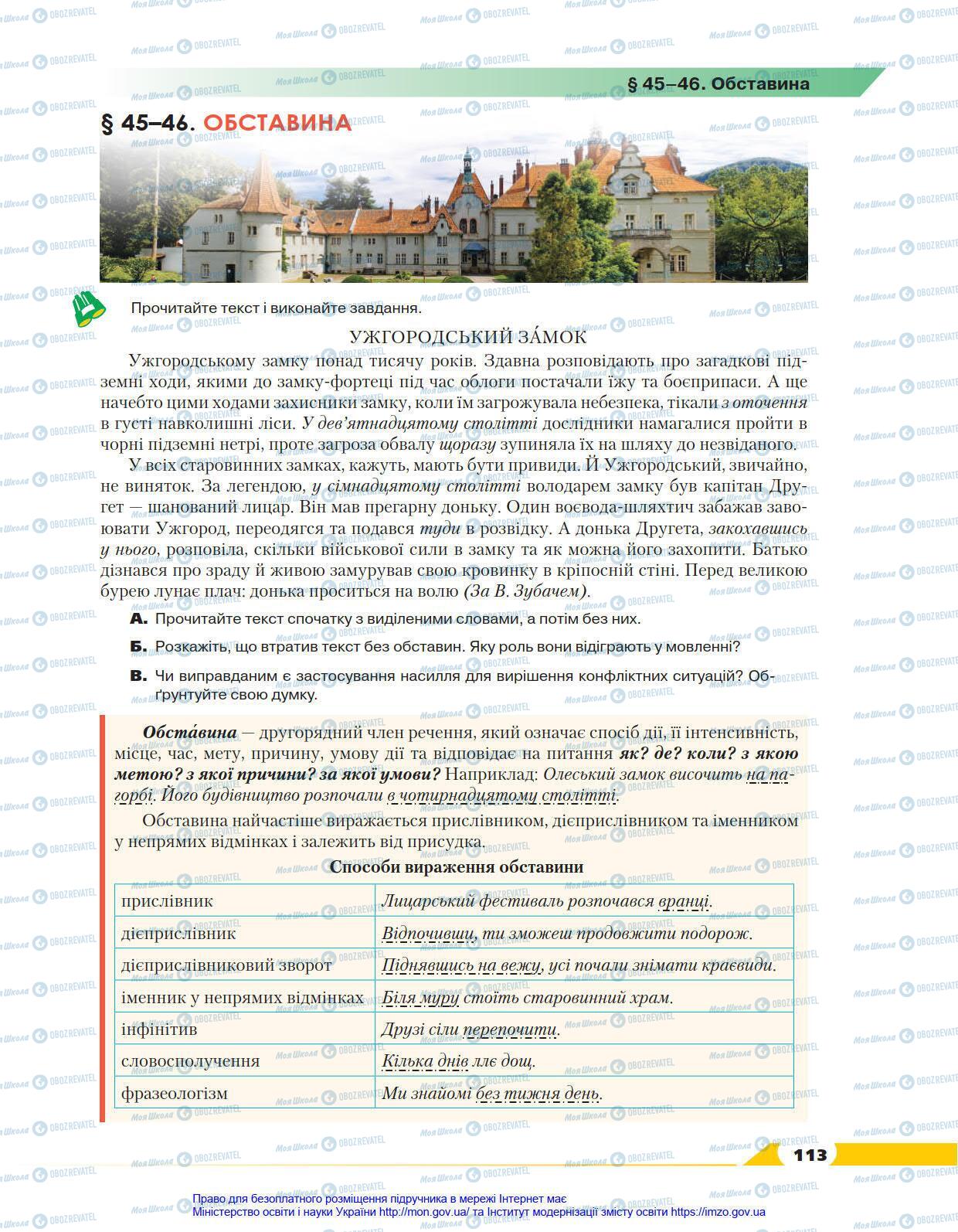 Підручники Українська мова 8 клас сторінка 113