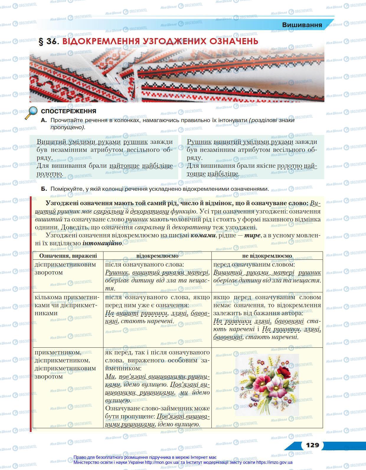 Підручники Українська мова 8 клас сторінка 129