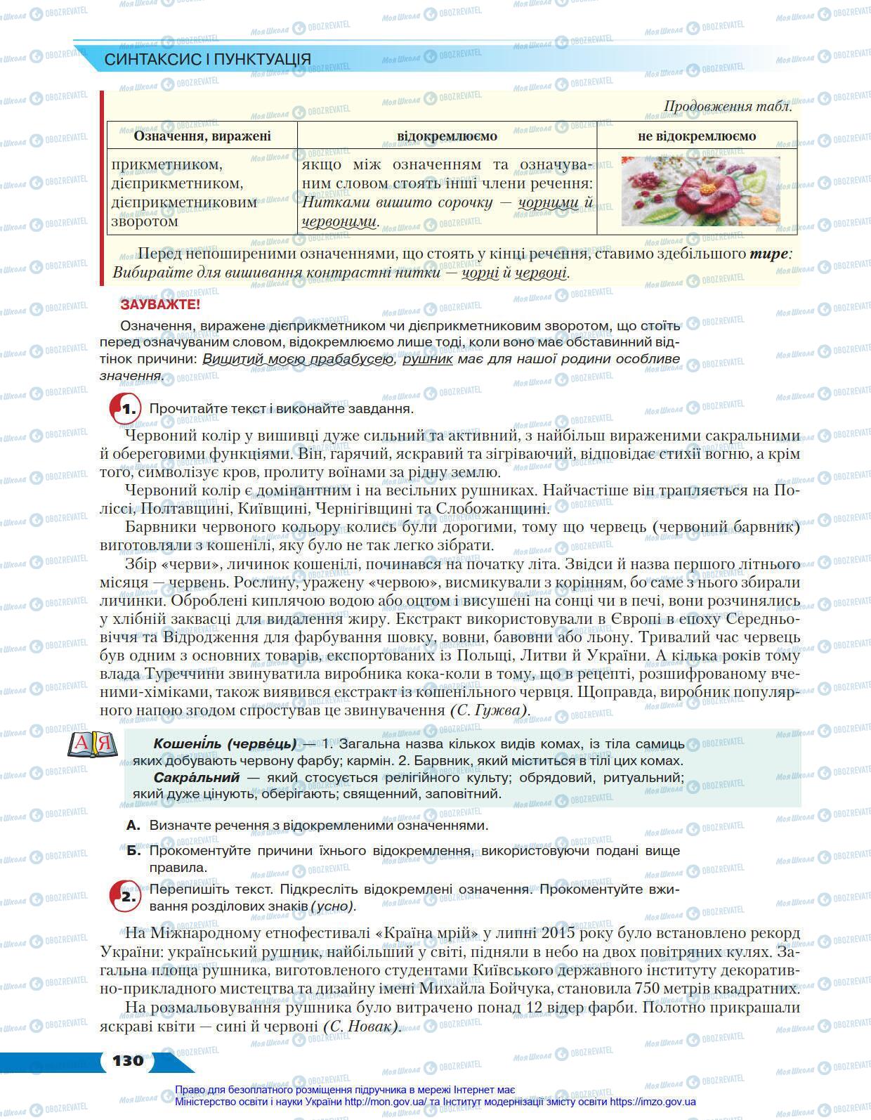 Підручники Українська мова 8 клас сторінка 130