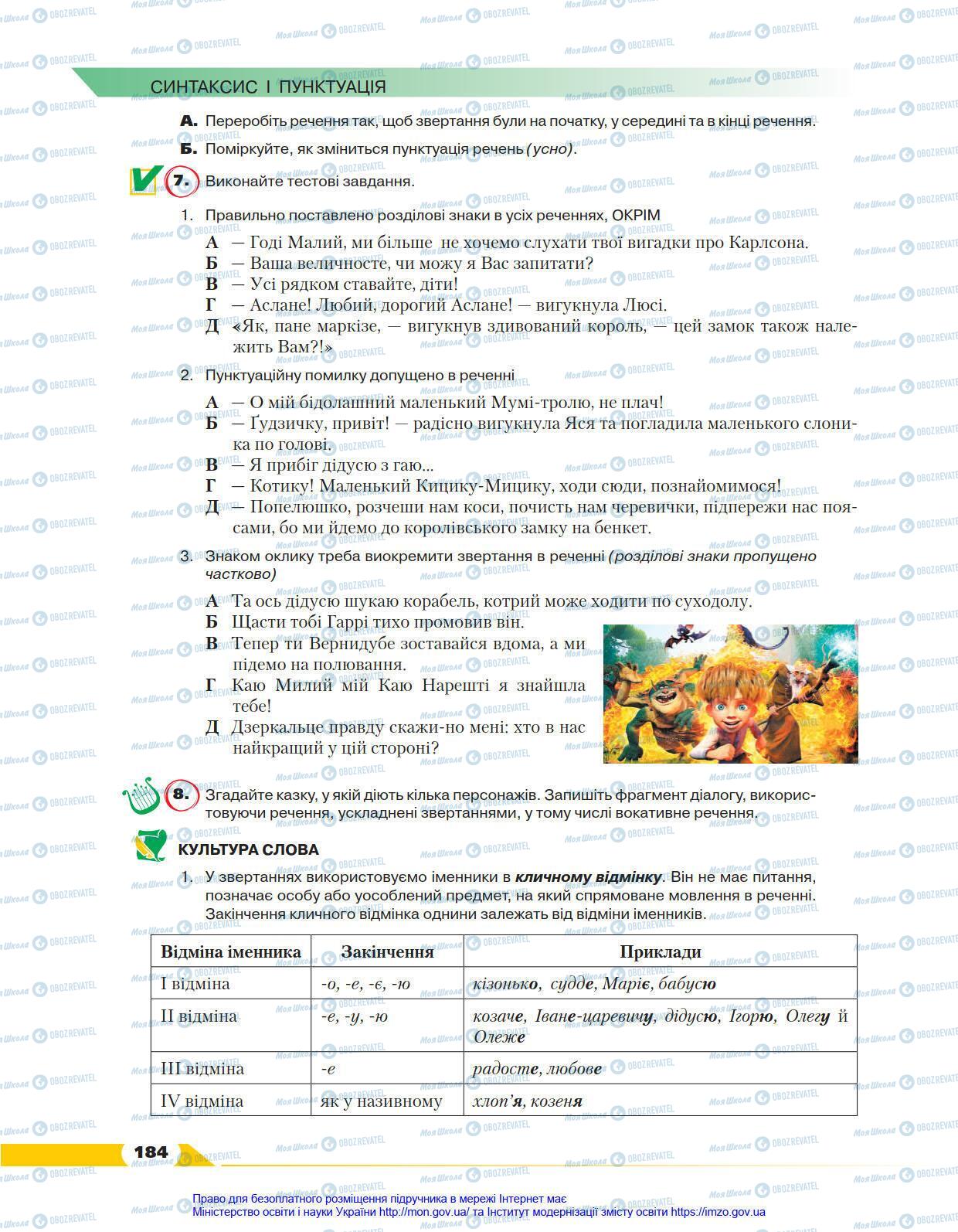 Підручники Українська мова 8 клас сторінка 184