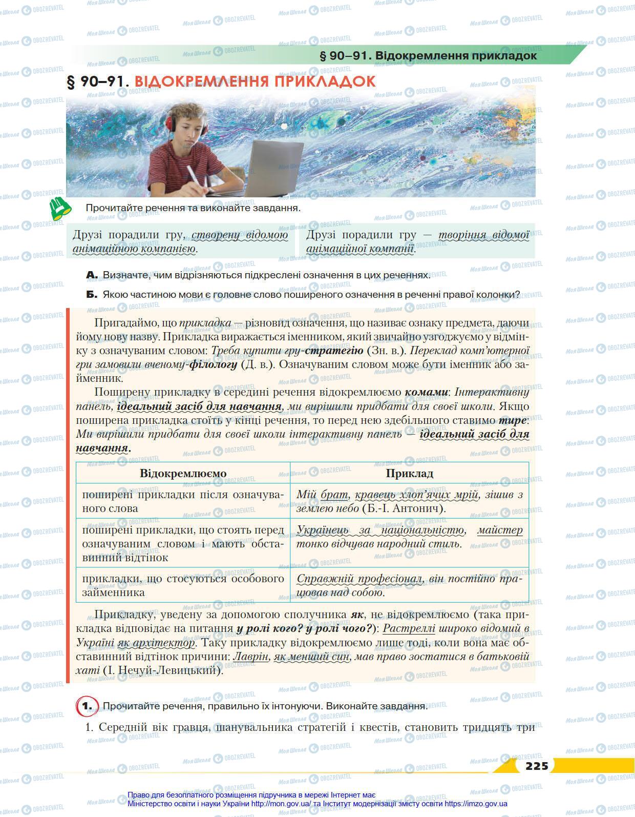 Підручники Українська мова 8 клас сторінка 225