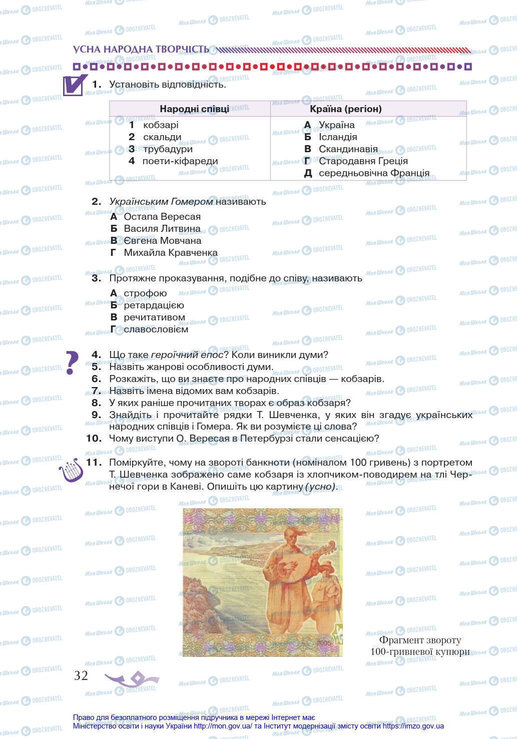 Підручники Українська література 8 клас сторінка 32