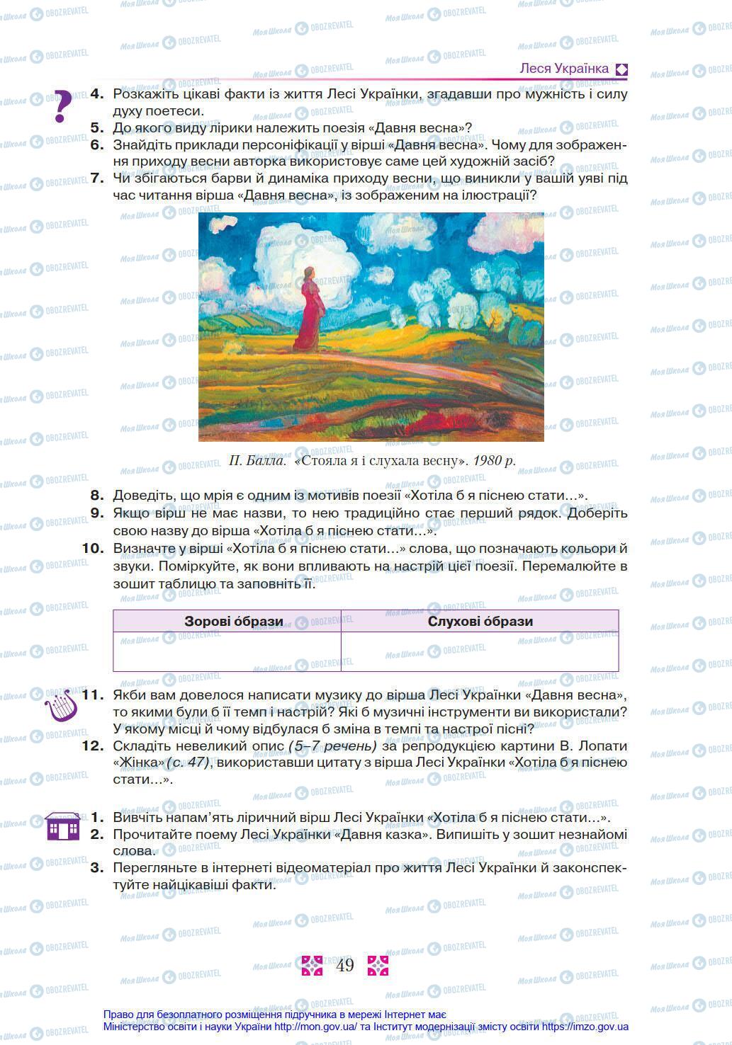 Підручники Українська література 8 клас сторінка 49