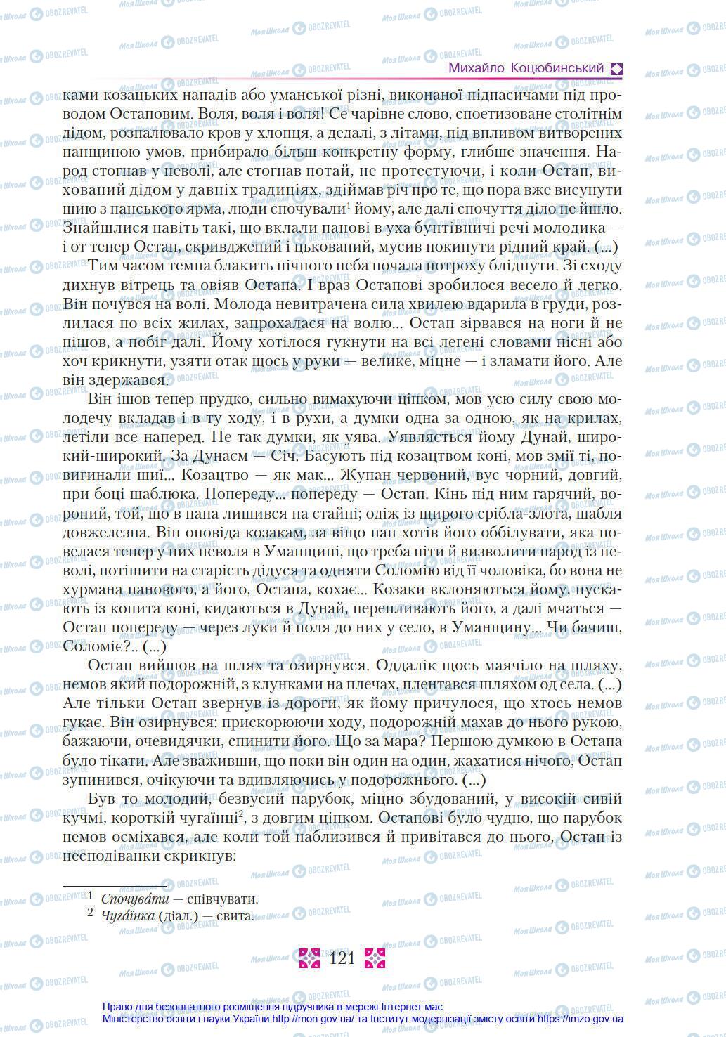 Підручники Українська література 8 клас сторінка 121