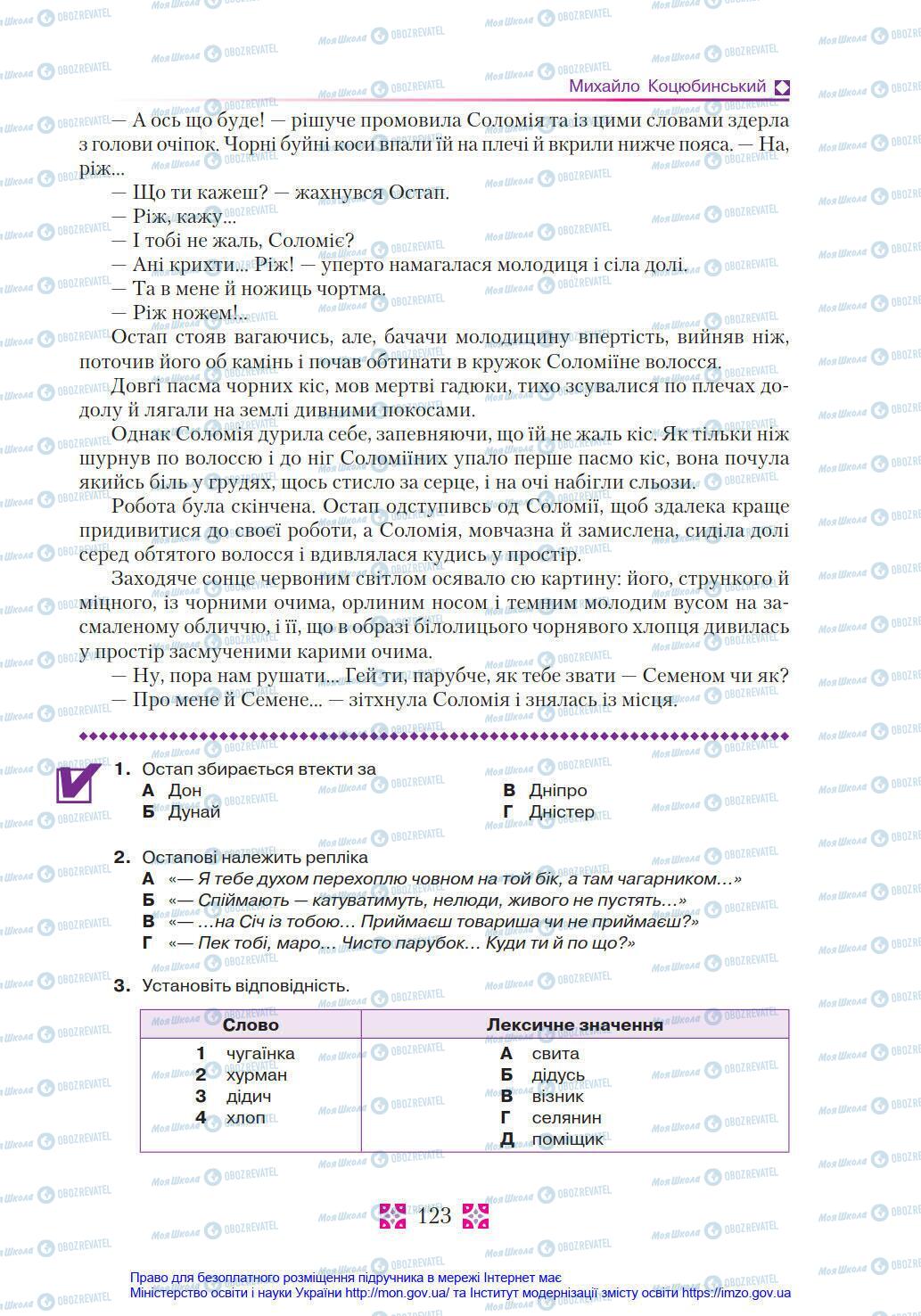 Підручники Українська література 8 клас сторінка 123