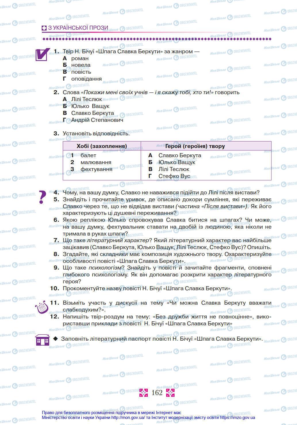 Учебники Укр лит 8 класс страница 162