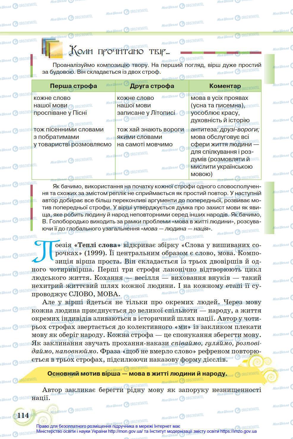 Учебники Укр лит 8 класс страница 114