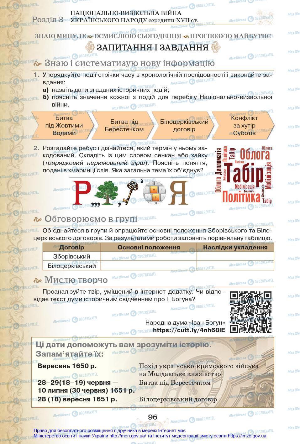 Підручники Історія України 8 клас сторінка 96