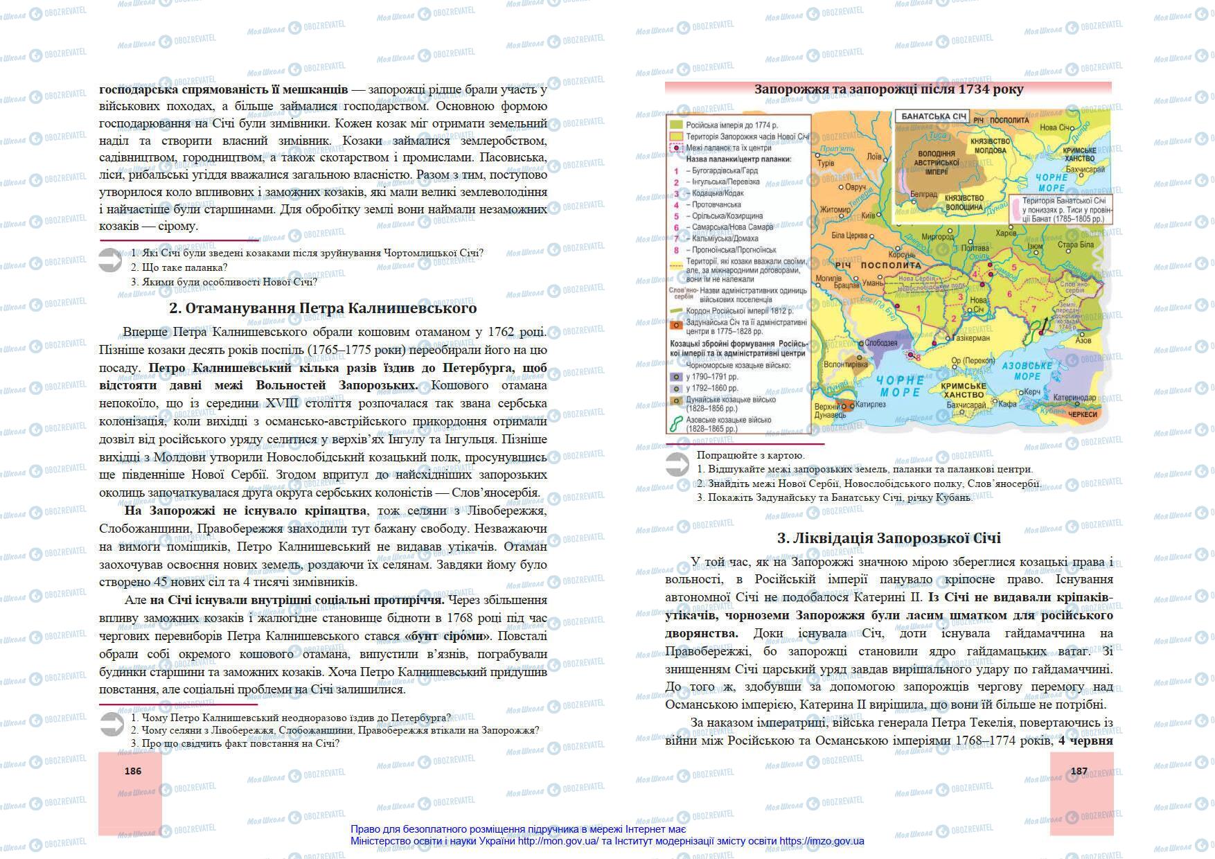 Підручники Історія України 8 клас сторінка 186-187