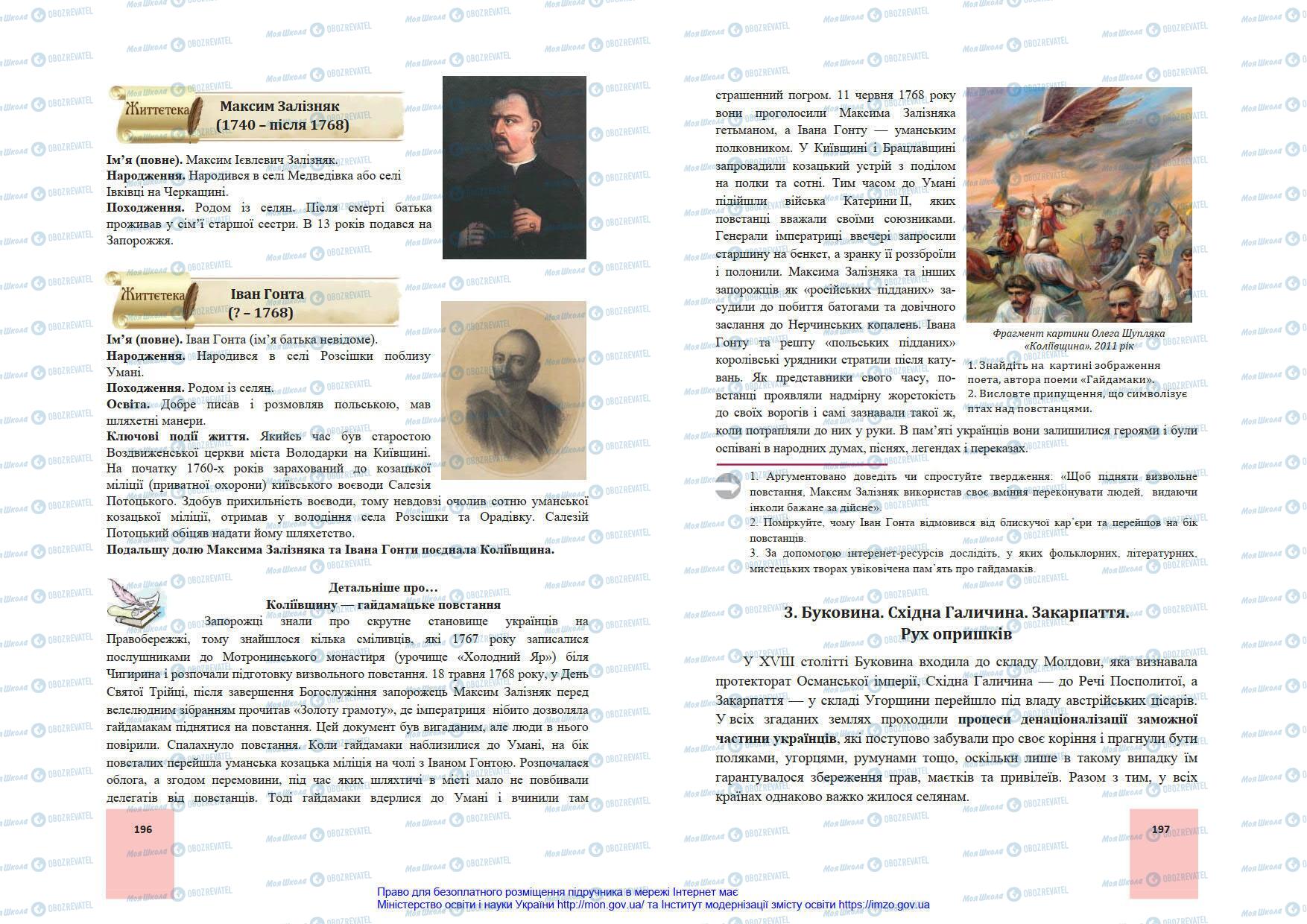 Підручники Історія України 8 клас сторінка 196-197