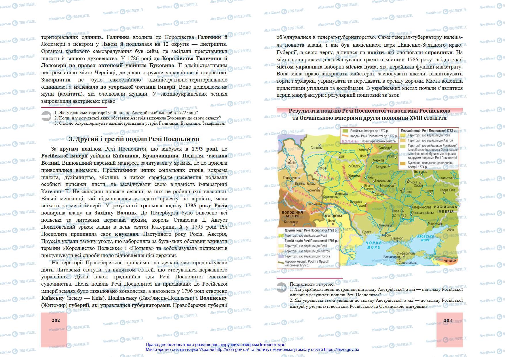 Підручники Історія України 8 клас сторінка 202-203