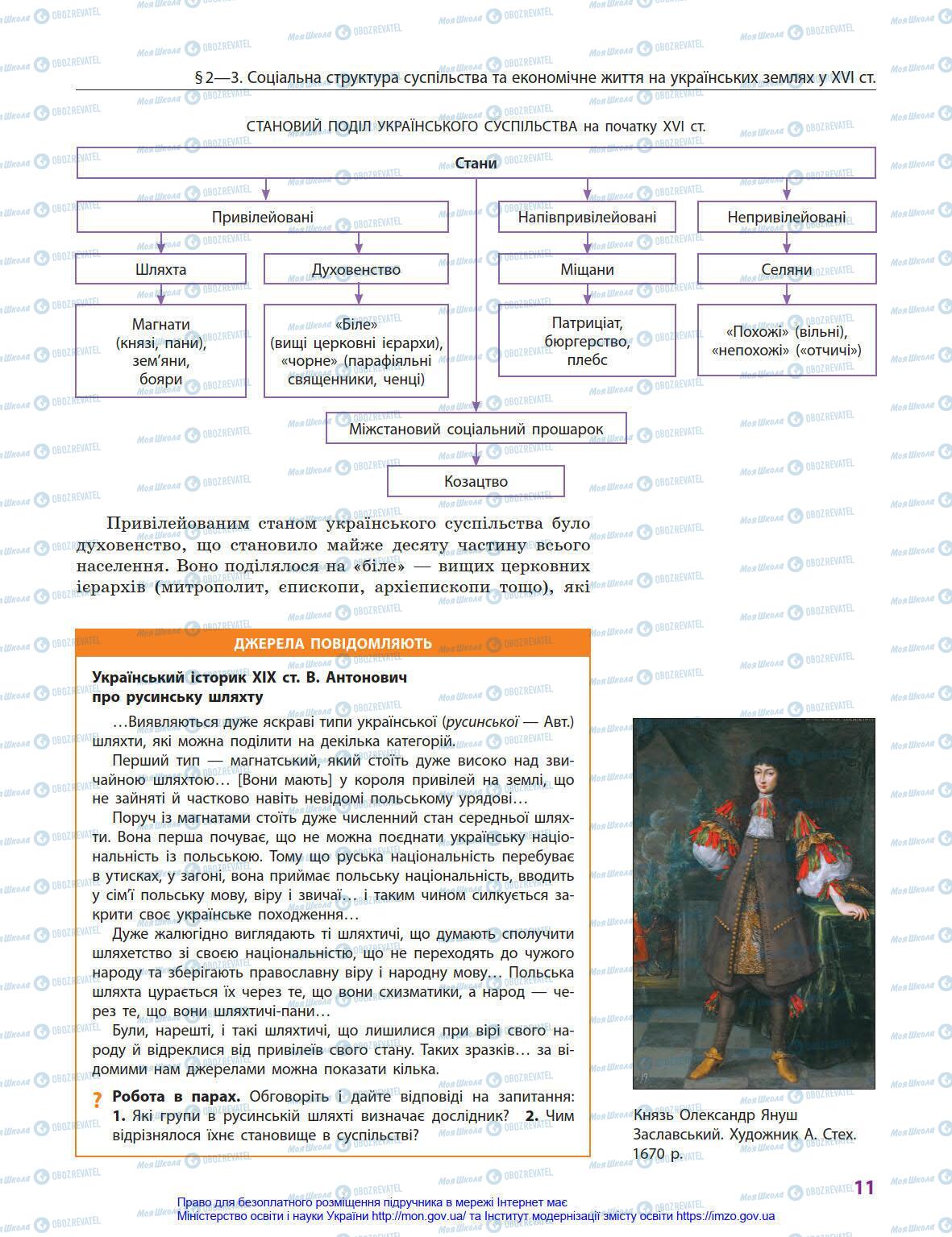 Підручники Історія України 8 клас сторінка 11