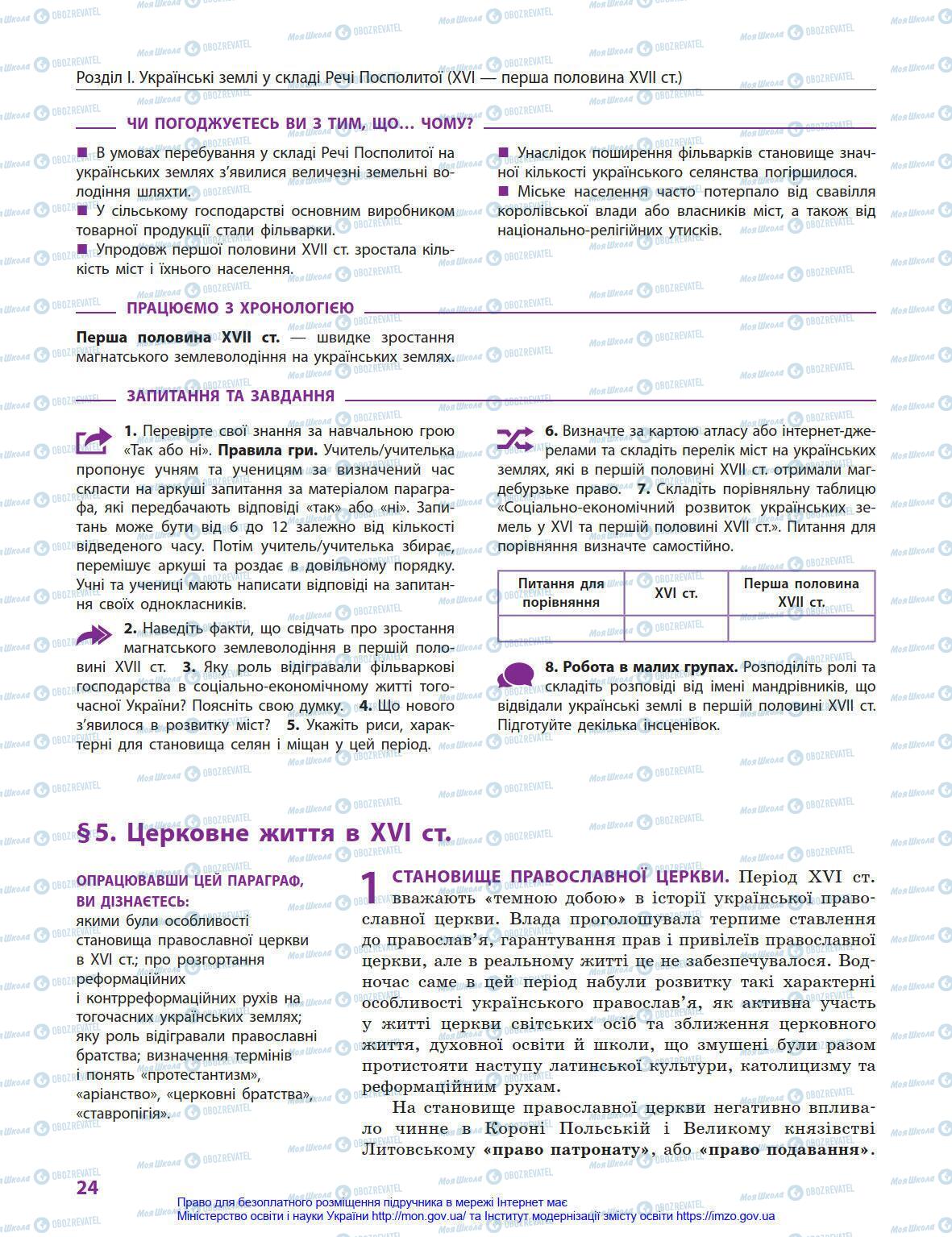 Підручники Історія України 8 клас сторінка 24