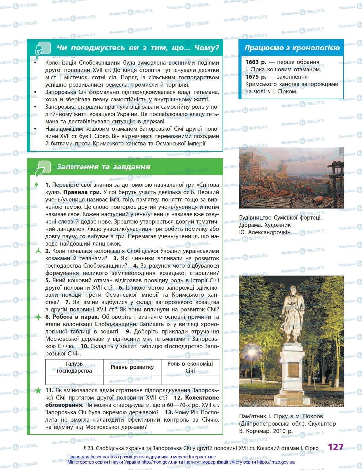 Підручники Історія України 8 клас сторінка 127