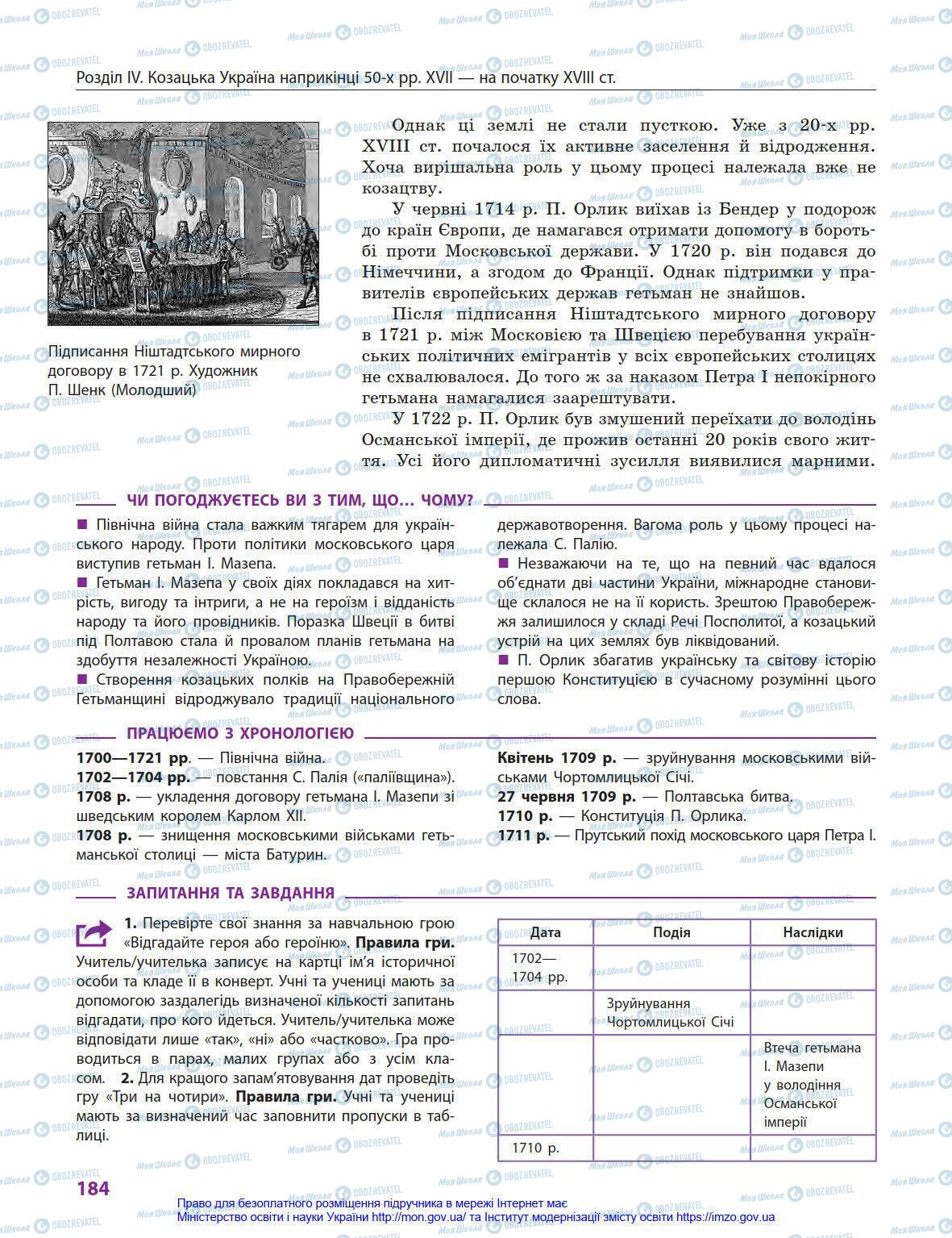 Учебники История Украины 8 класс страница 184
