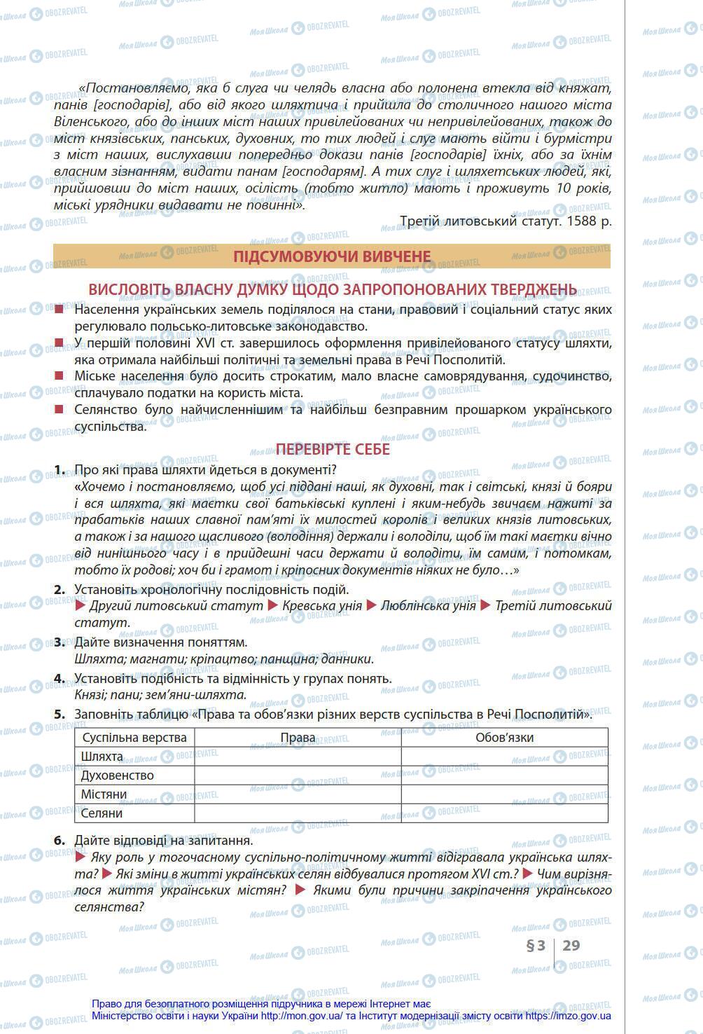 Підручники Історія України 8 клас сторінка 29