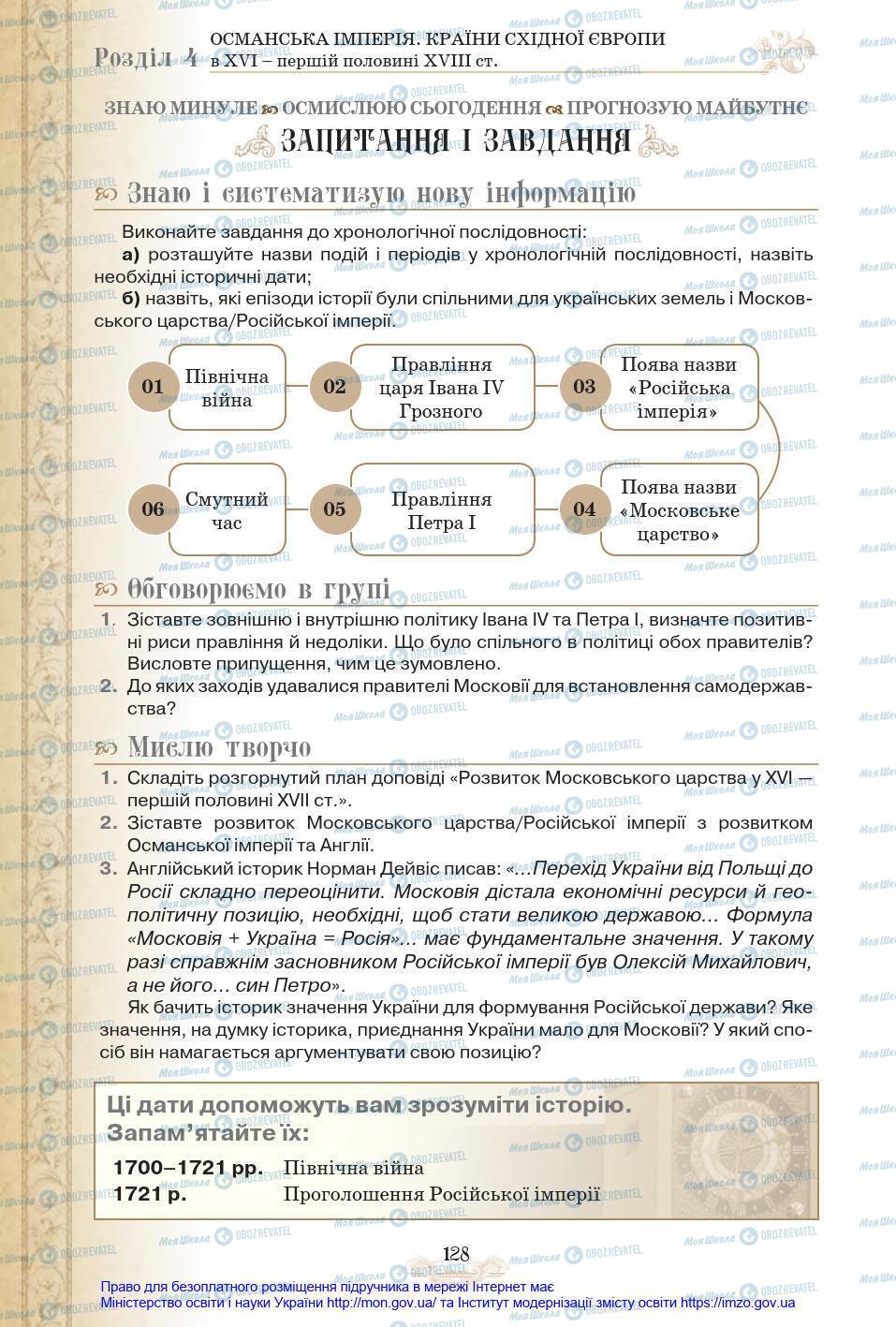 Підручники Всесвітня історія 8 клас сторінка 128