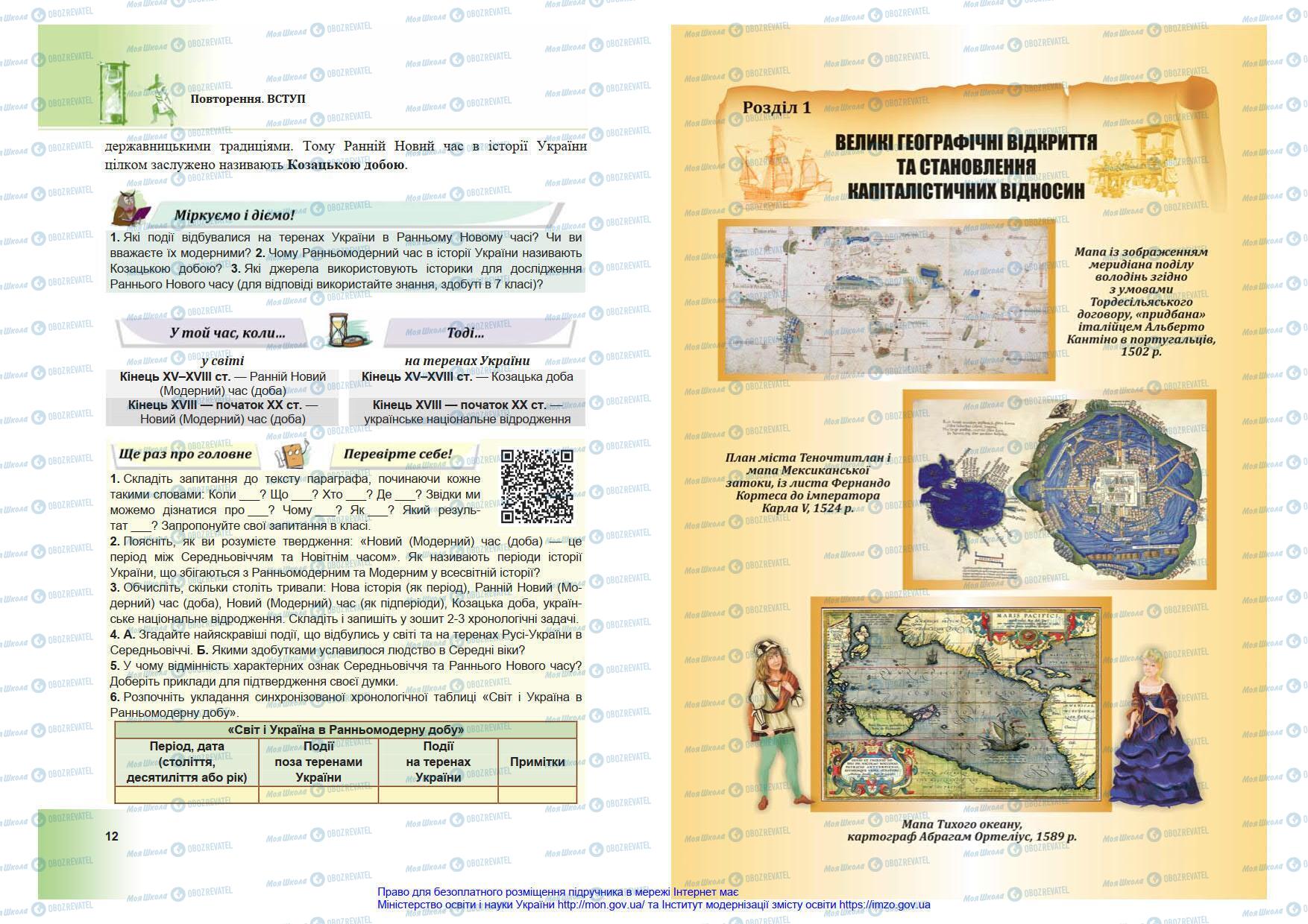 Підручники Всесвітня історія 8 клас сторінка 12-13