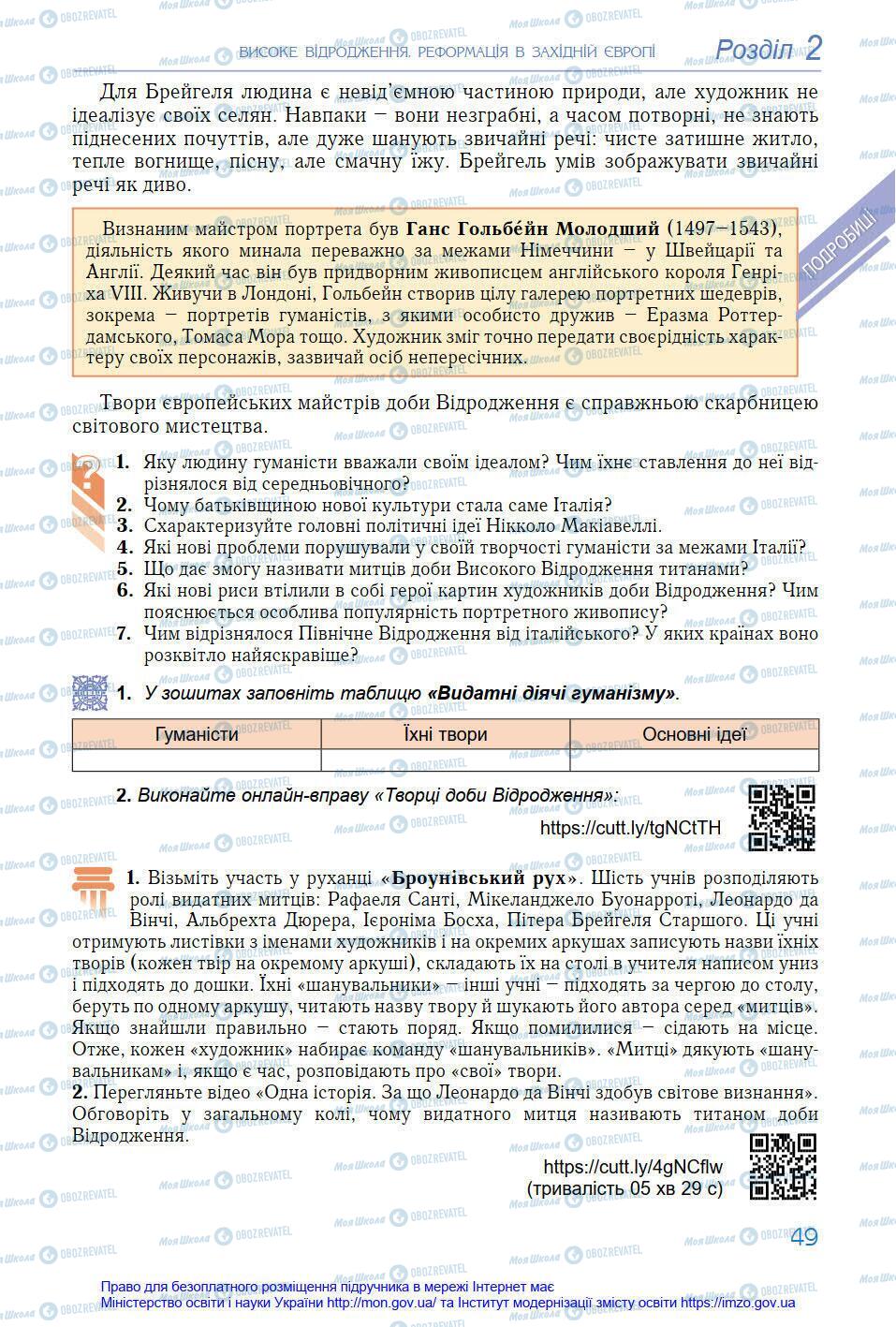 Підручники Всесвітня історія 8 клас сторінка 49