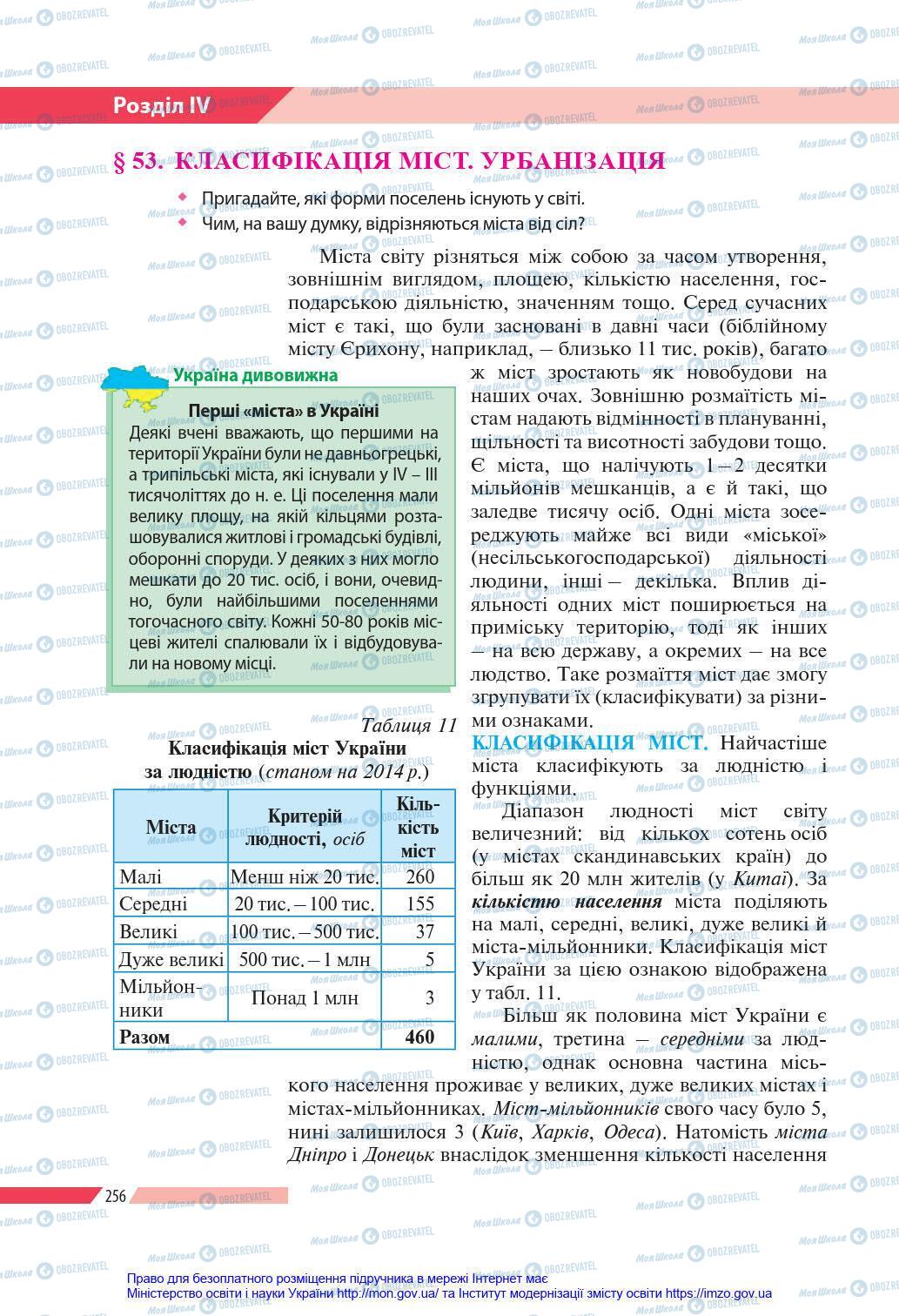 Підручники Географія 8 клас сторінка 256