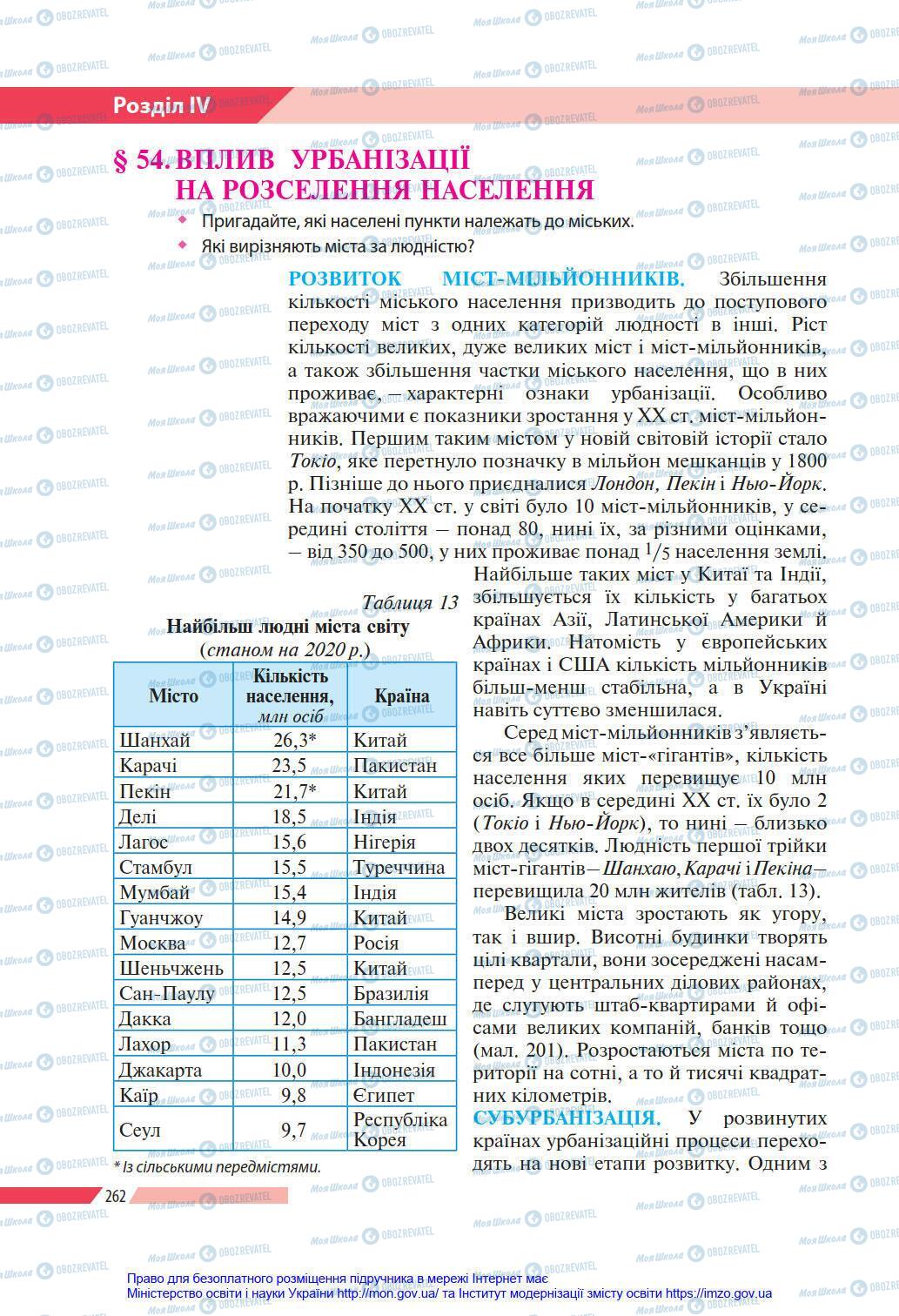 Підручники Географія 8 клас сторінка 262