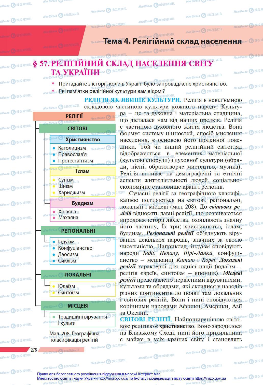 Підручники Географія 8 клас сторінка 278