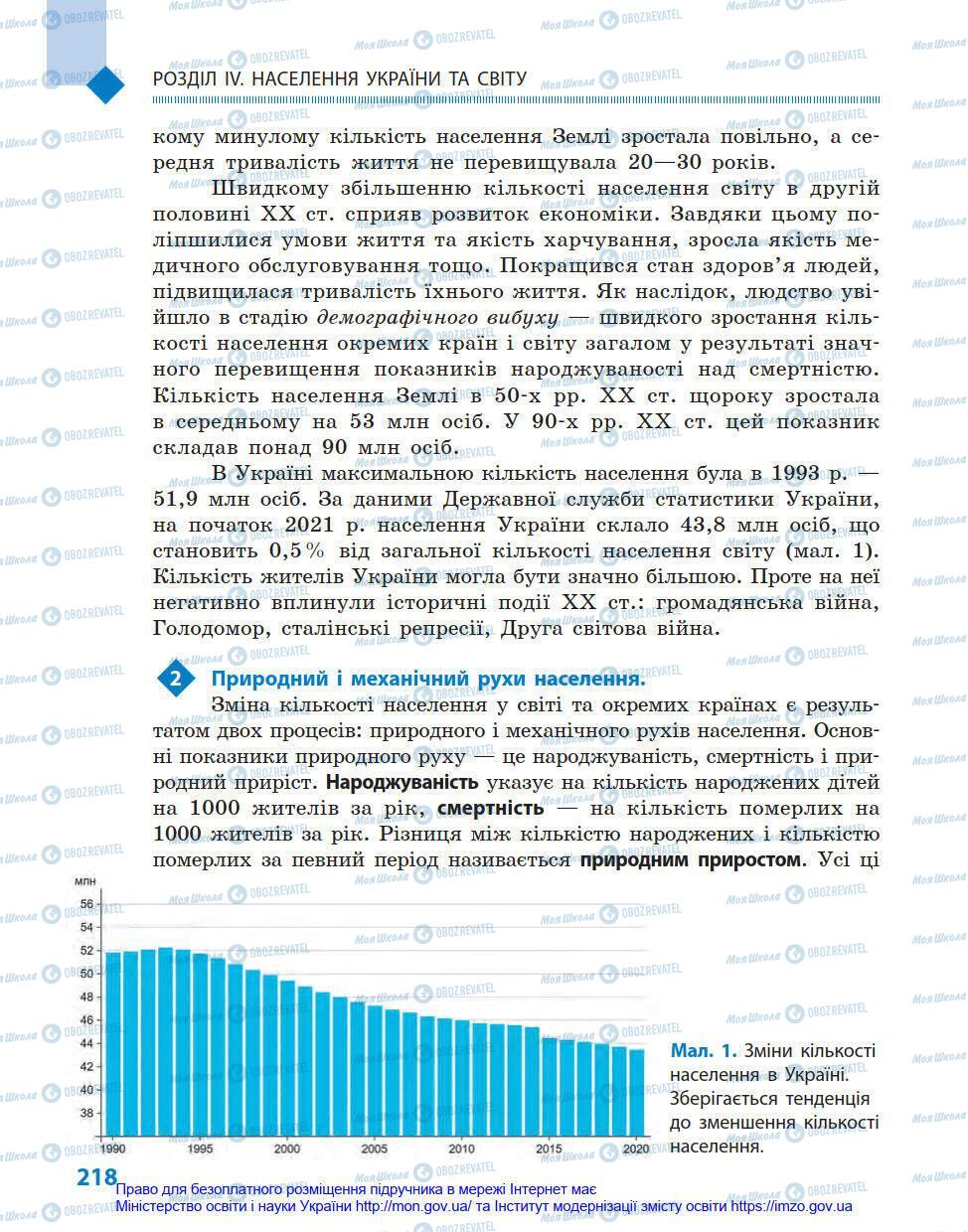 Підручники Географія 8 клас сторінка 218