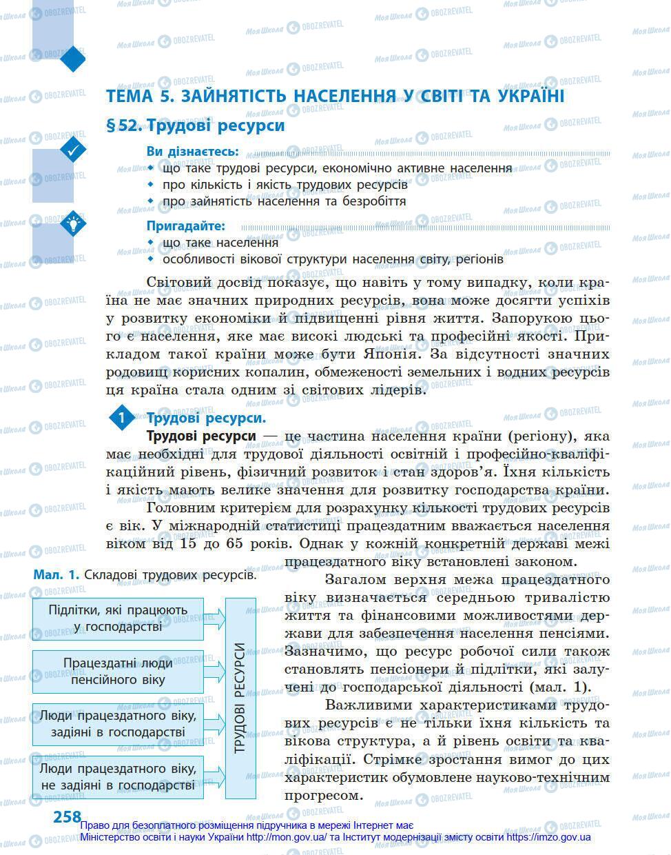 Підручники Географія 8 клас сторінка 258