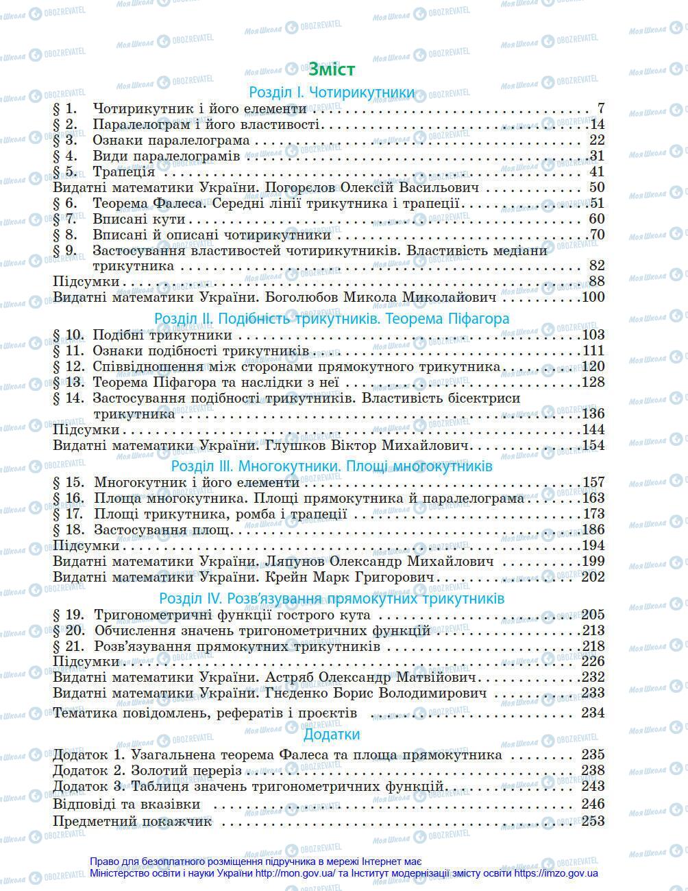 Підручники Геометрія 8 клас сторінка 255