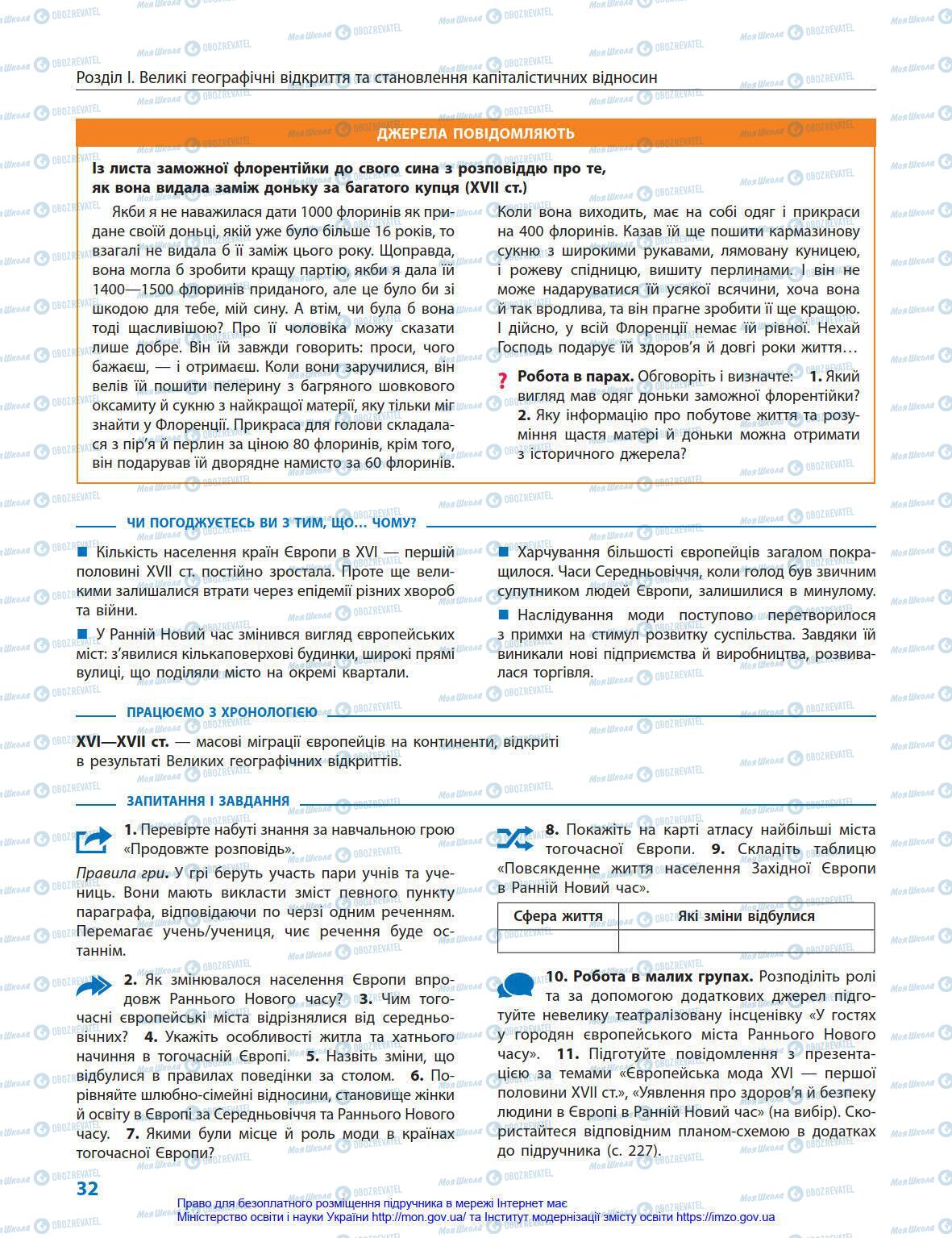 Підручники Всесвітня історія 8 клас сторінка 32