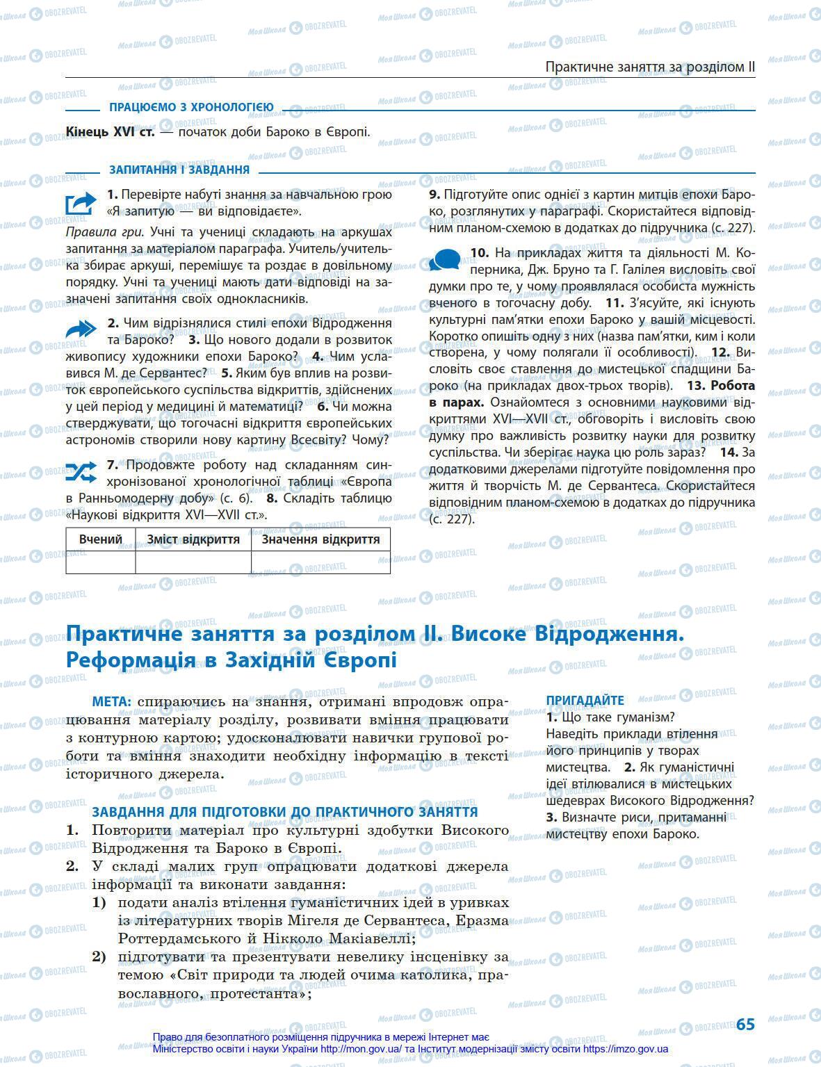 Підручники Всесвітня історія 8 клас сторінка 65