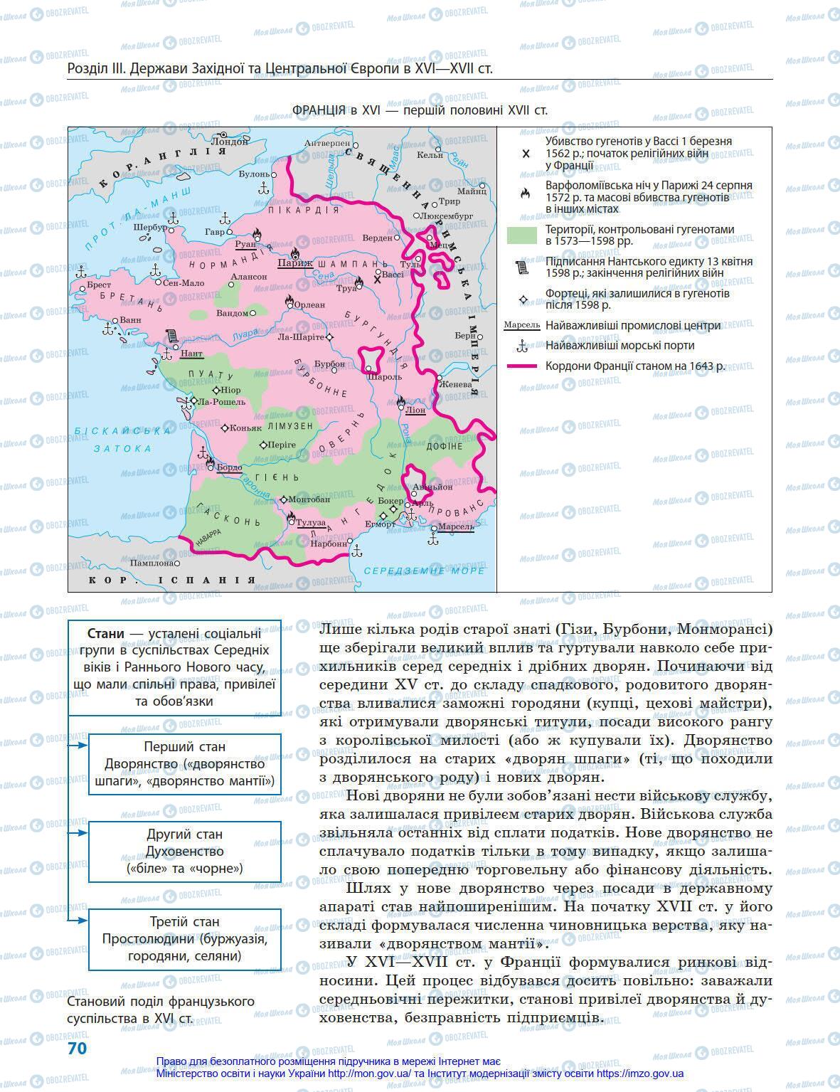 Підручники Всесвітня історія 8 клас сторінка 70