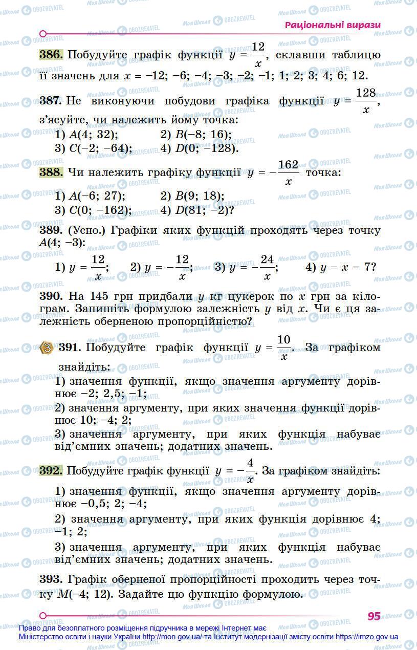 Підручники Алгебра 8 клас сторінка 95