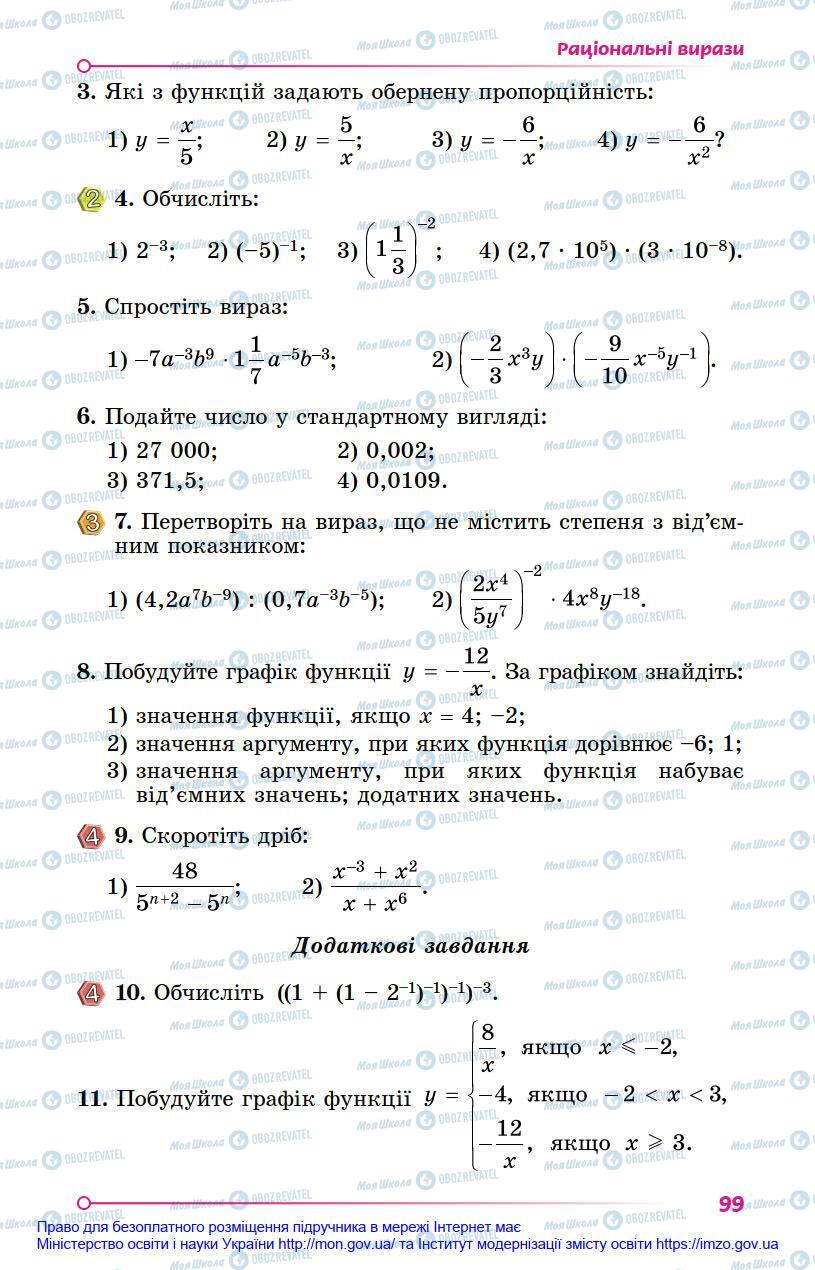 Підручники Алгебра 8 клас сторінка 99