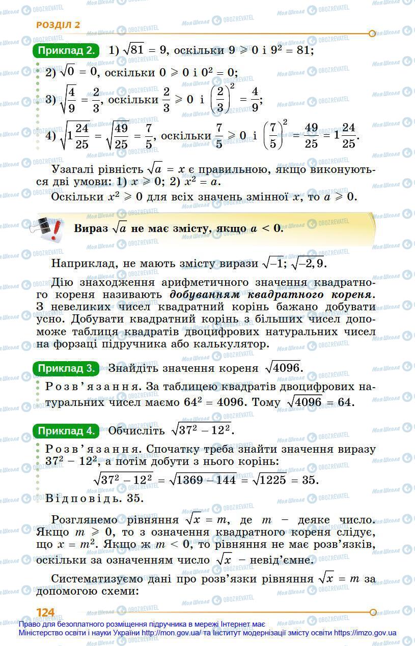 Підручники Алгебра 8 клас сторінка 124