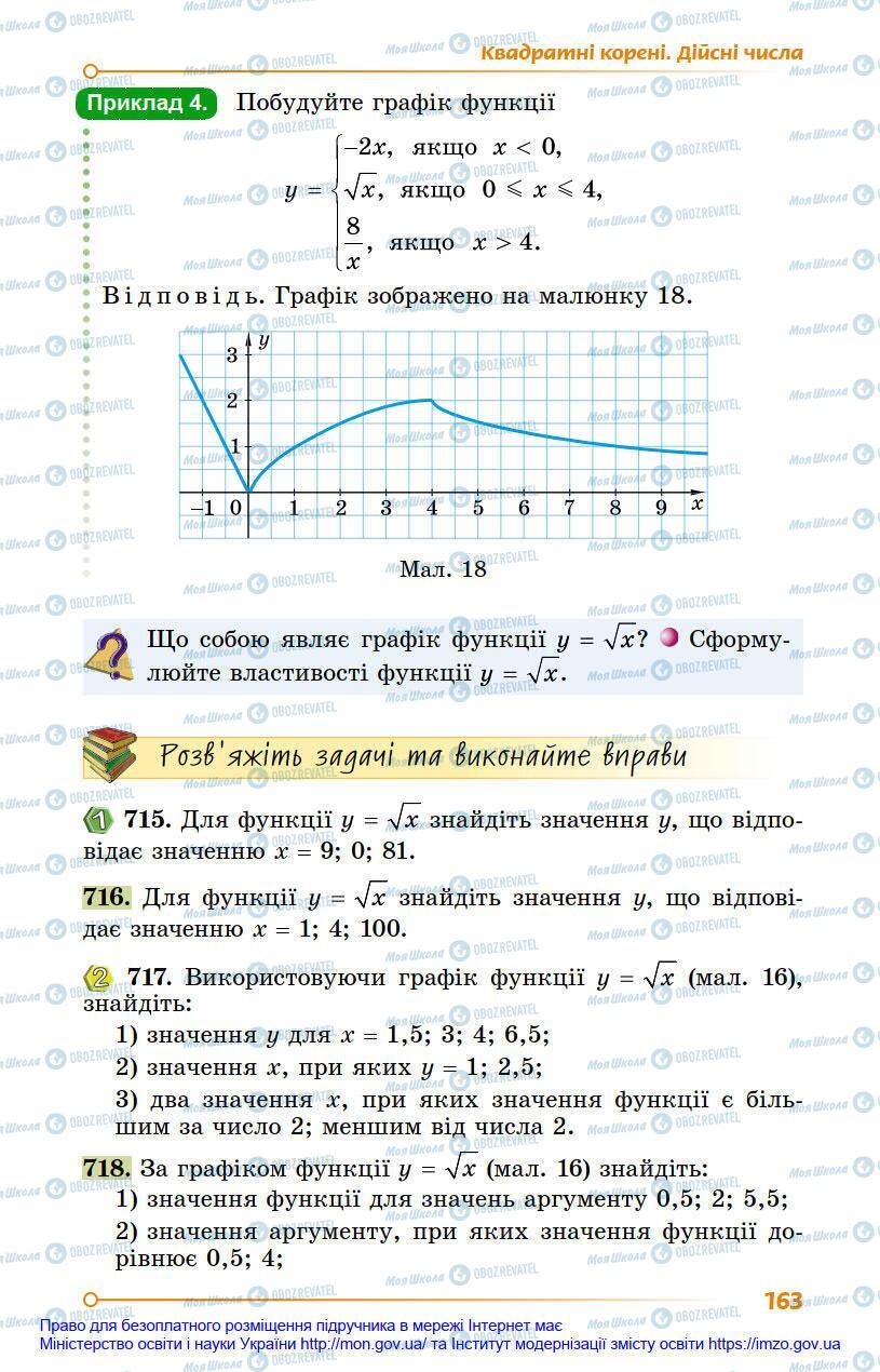 Підручники Алгебра 8 клас сторінка 163