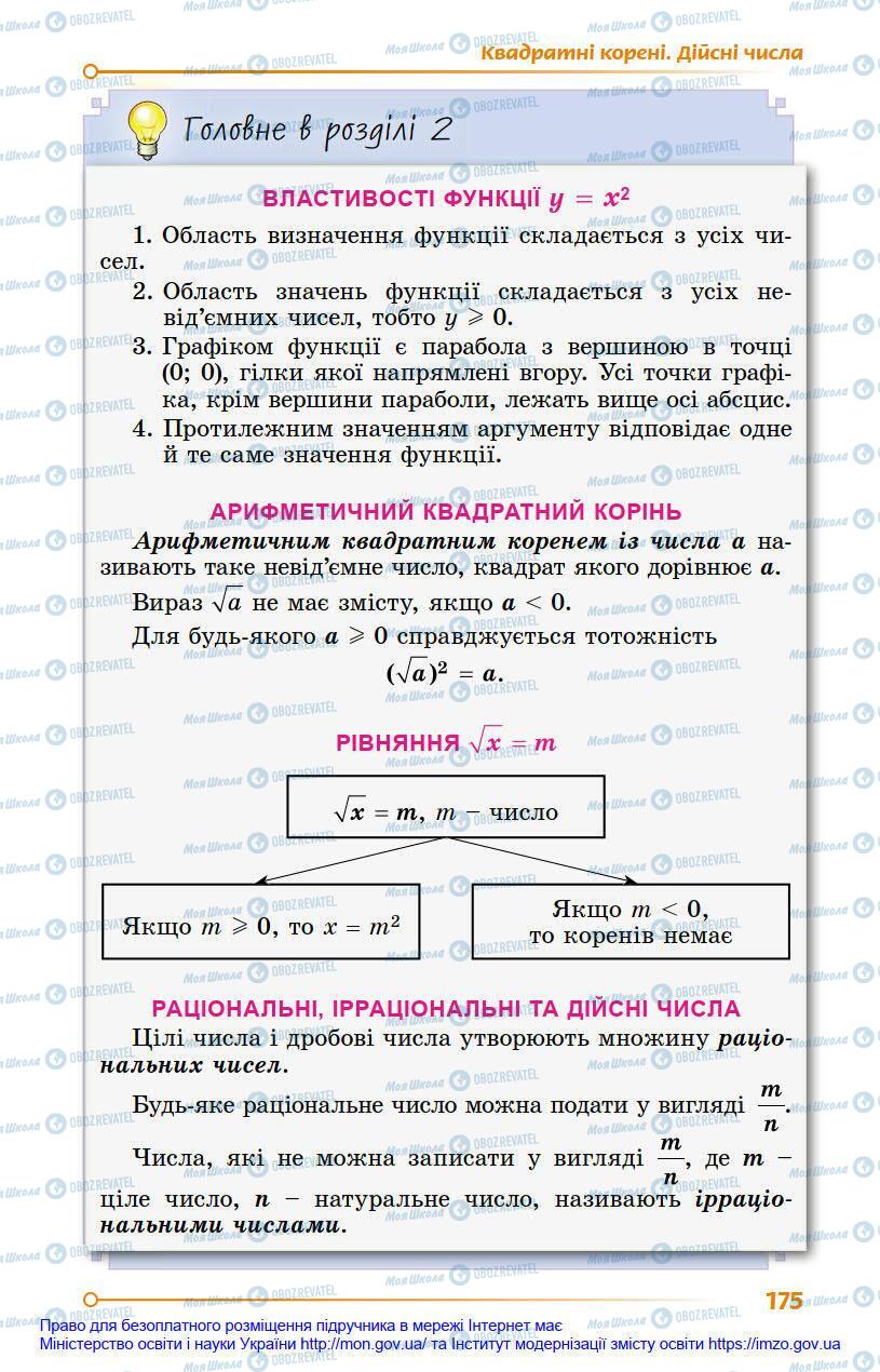 Підручники Алгебра 8 клас сторінка 175