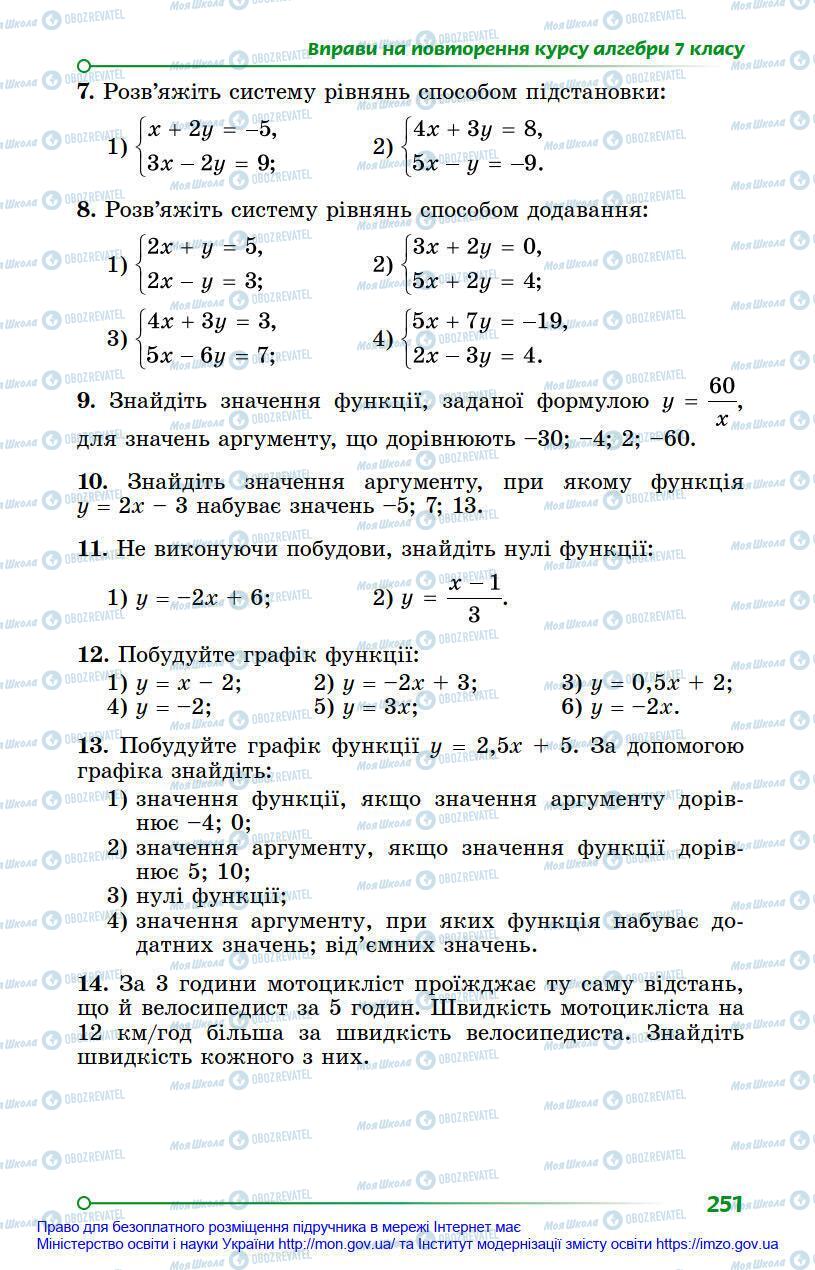 Підручники Алгебра 8 клас сторінка 251