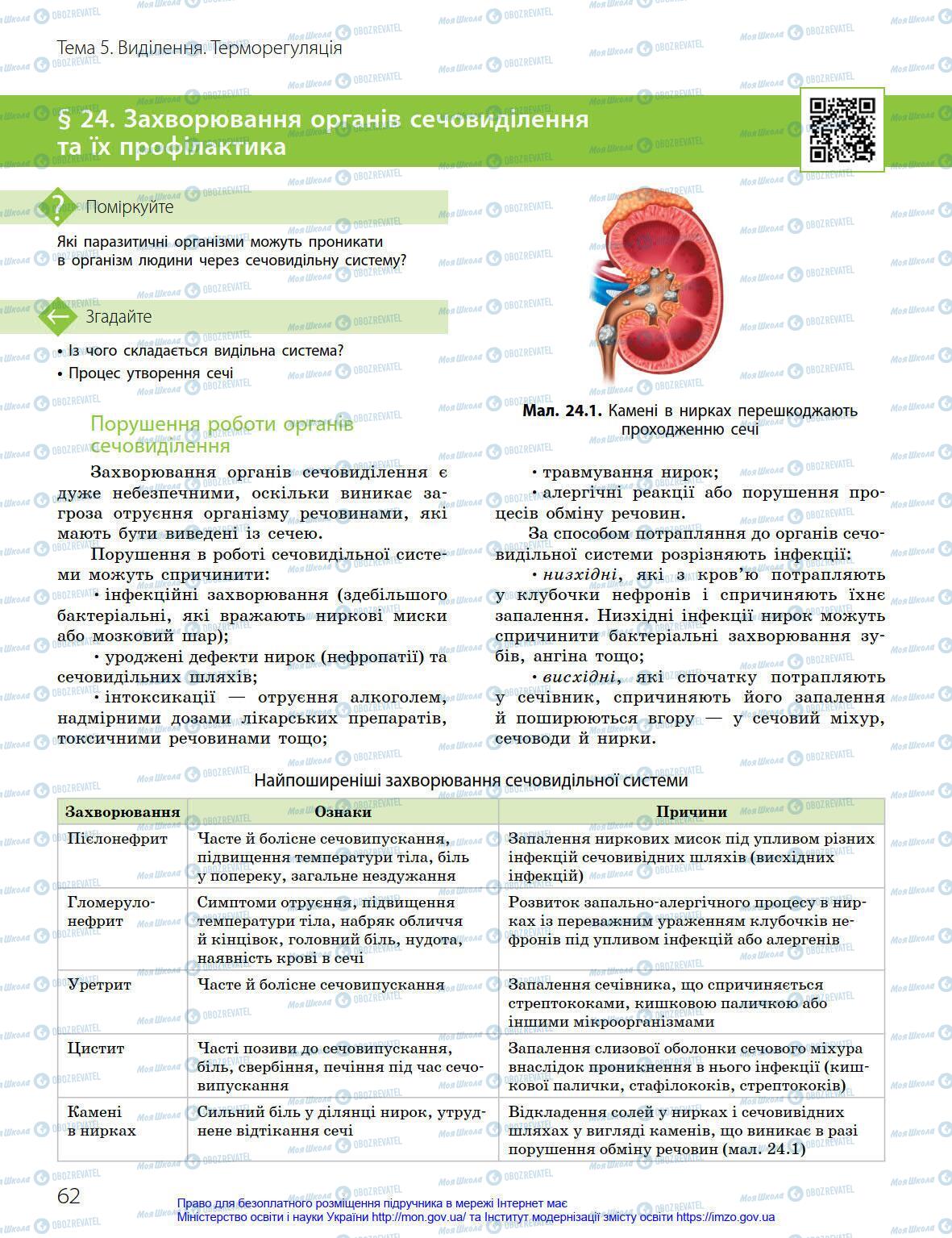 Учебники Биология 8 класс страница 62