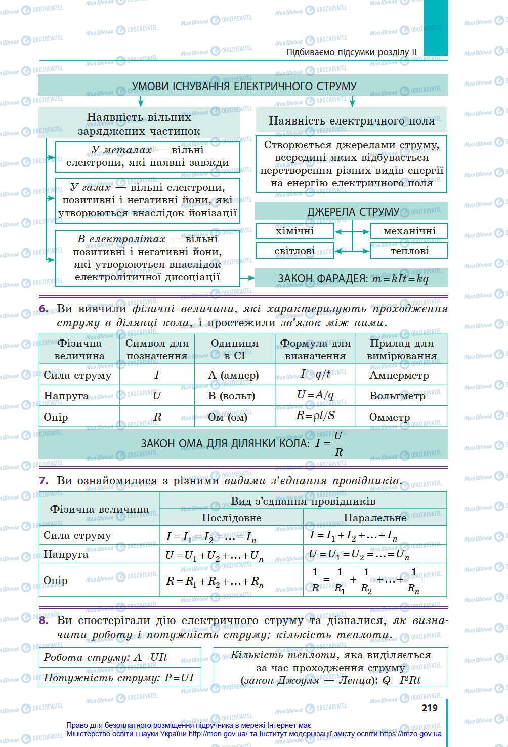 Підручники Фізика 8 клас сторінка 219