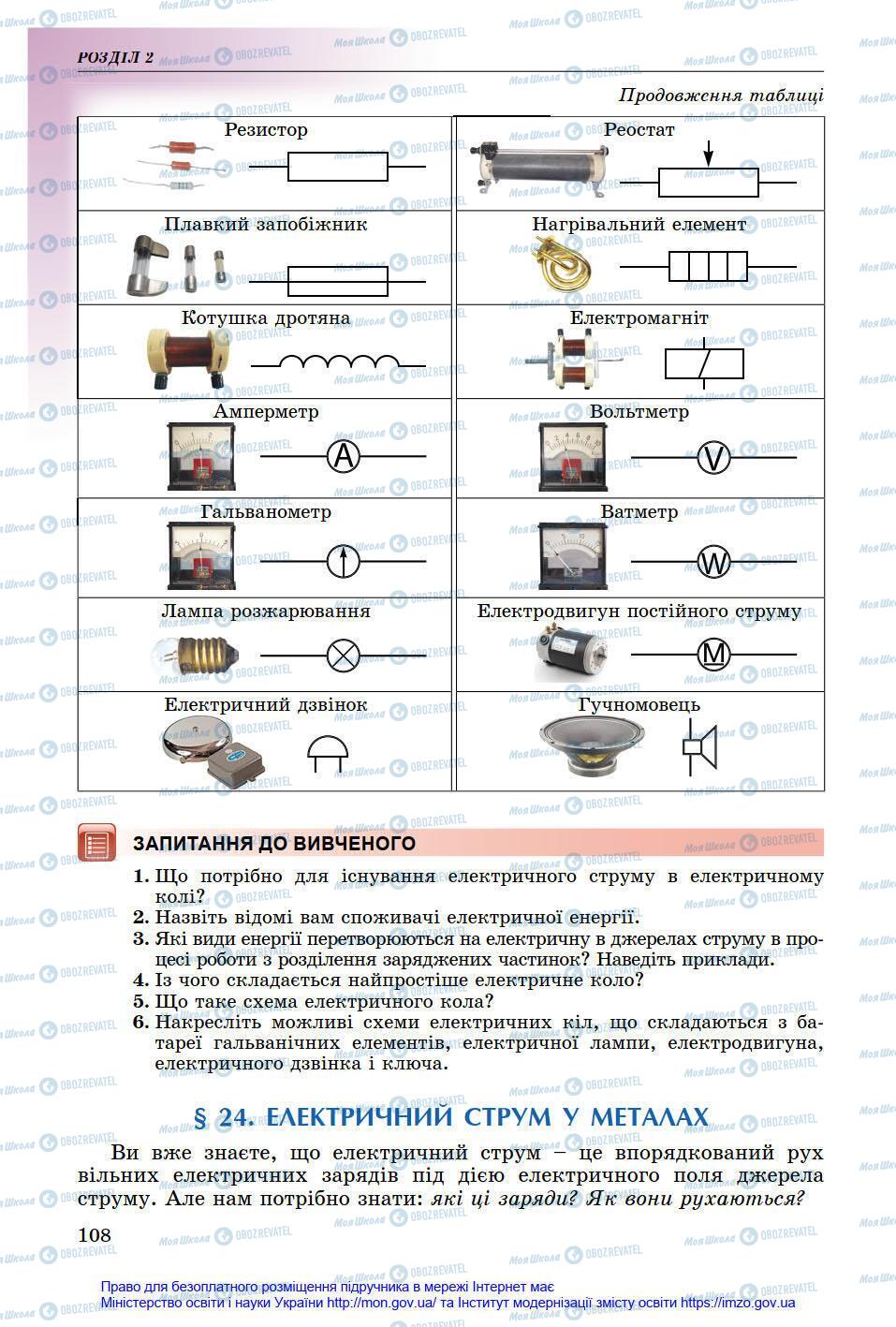 Підручники Фізика 8 клас сторінка 108