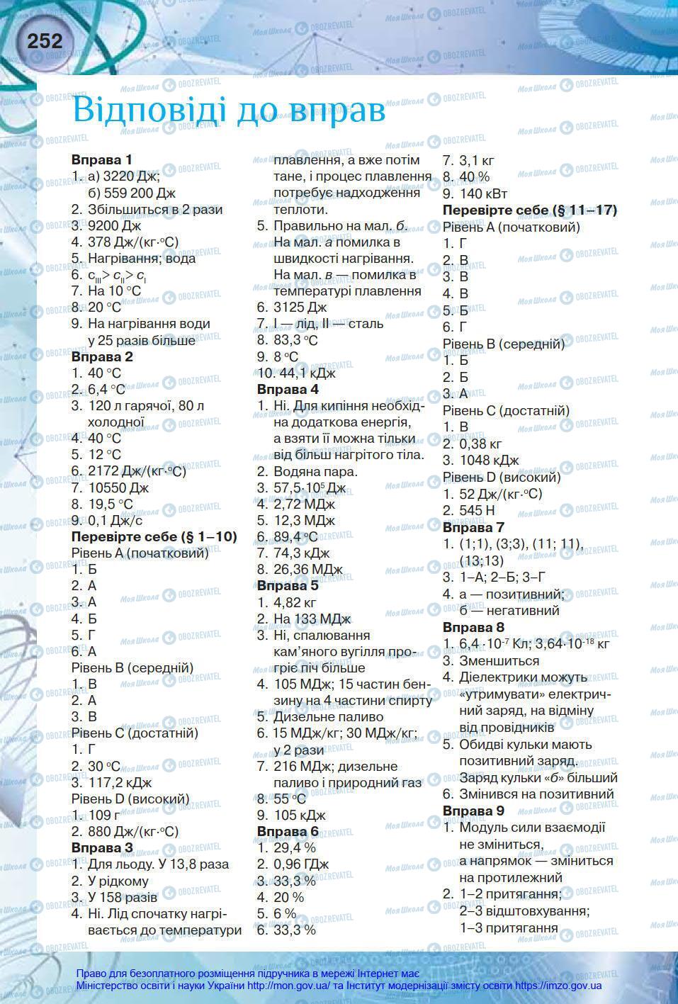 Підручники Фізика 8 клас сторінка 252