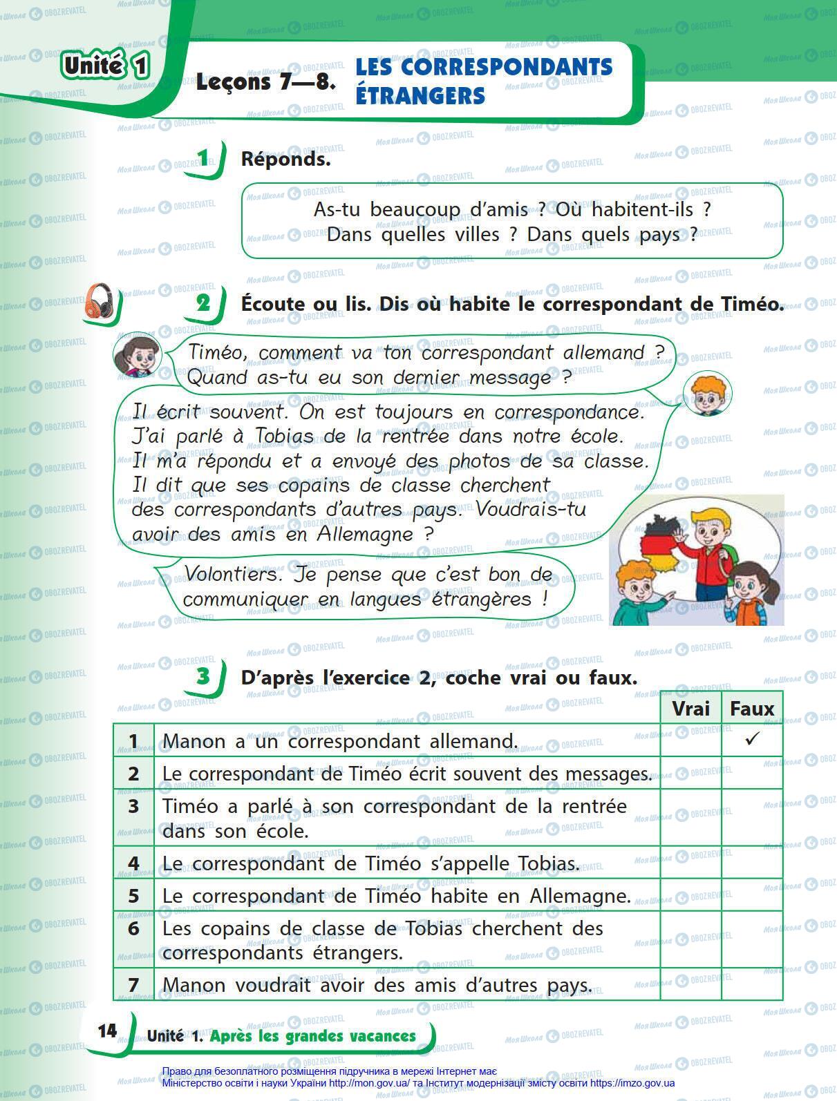 Підручники Французька мова 4 клас сторінка 14