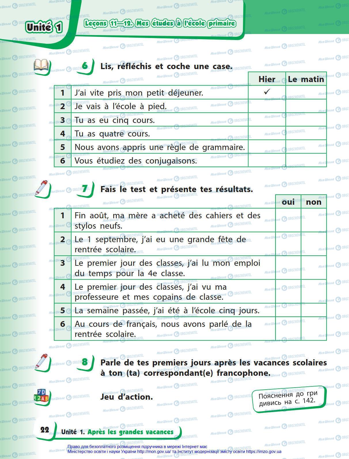 Підручники Французька мова 4 клас сторінка 22
