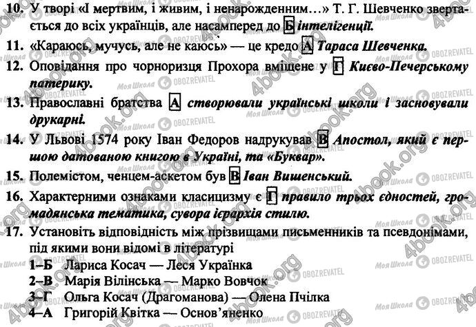 ДПА Українська література 9 клас сторінка Варіант 10