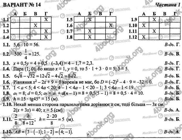 ДПА Математика 9 клас сторінка Варіант 14