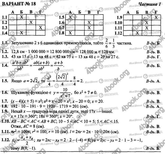 ДПА Математика 9 класс страница Варіант 18