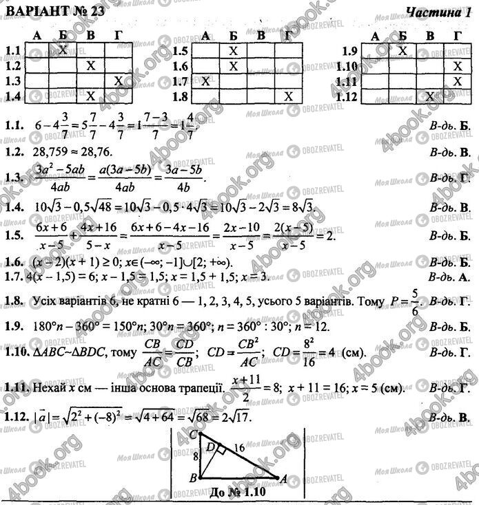 ДПА Математика 9 класс страница Варіант 23